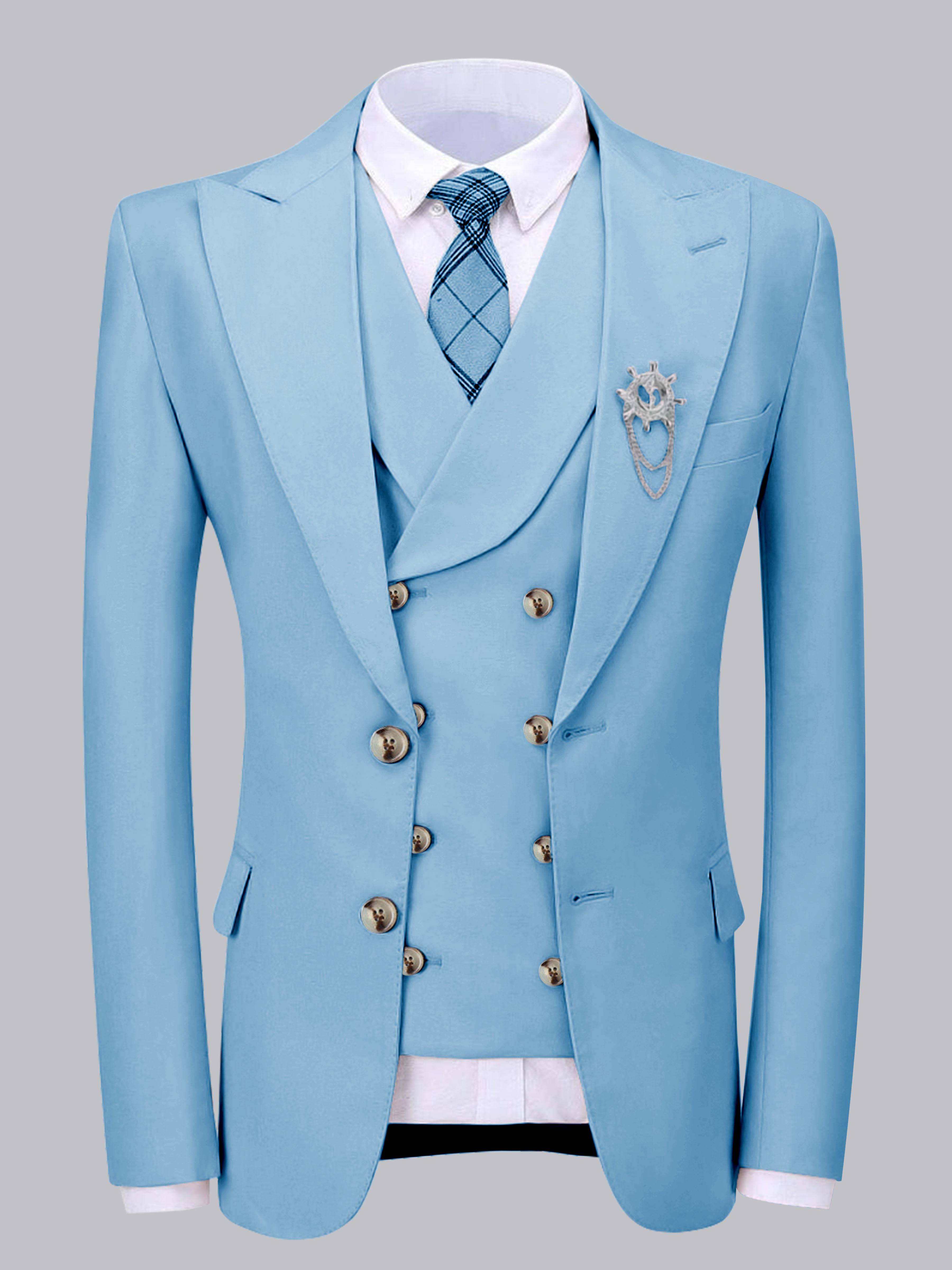 Elegant Men's Two Buttons 2 Pieces Wedding Suit Jacket & Vest