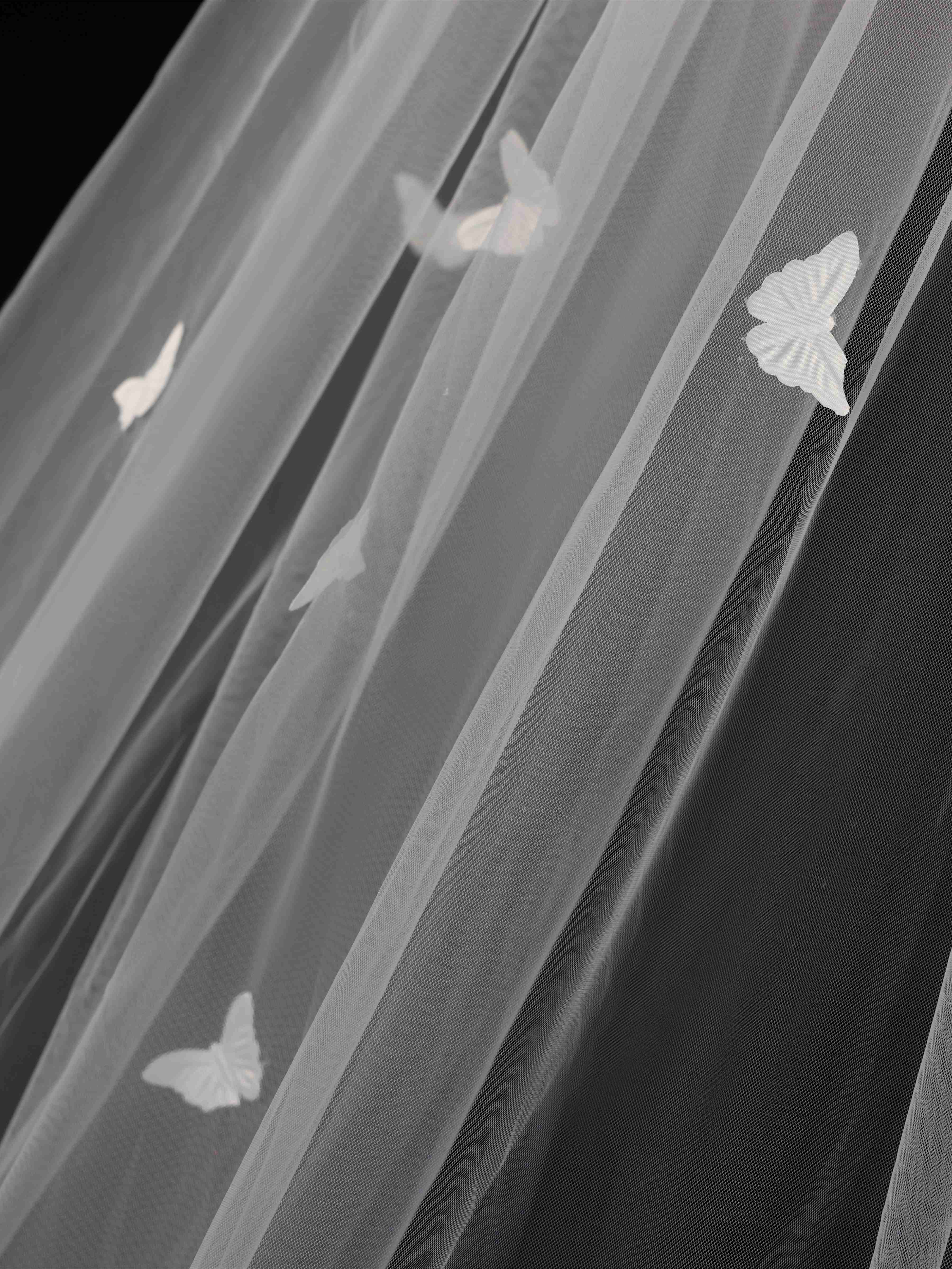 Long Butterfly Wedding Veil for Bride