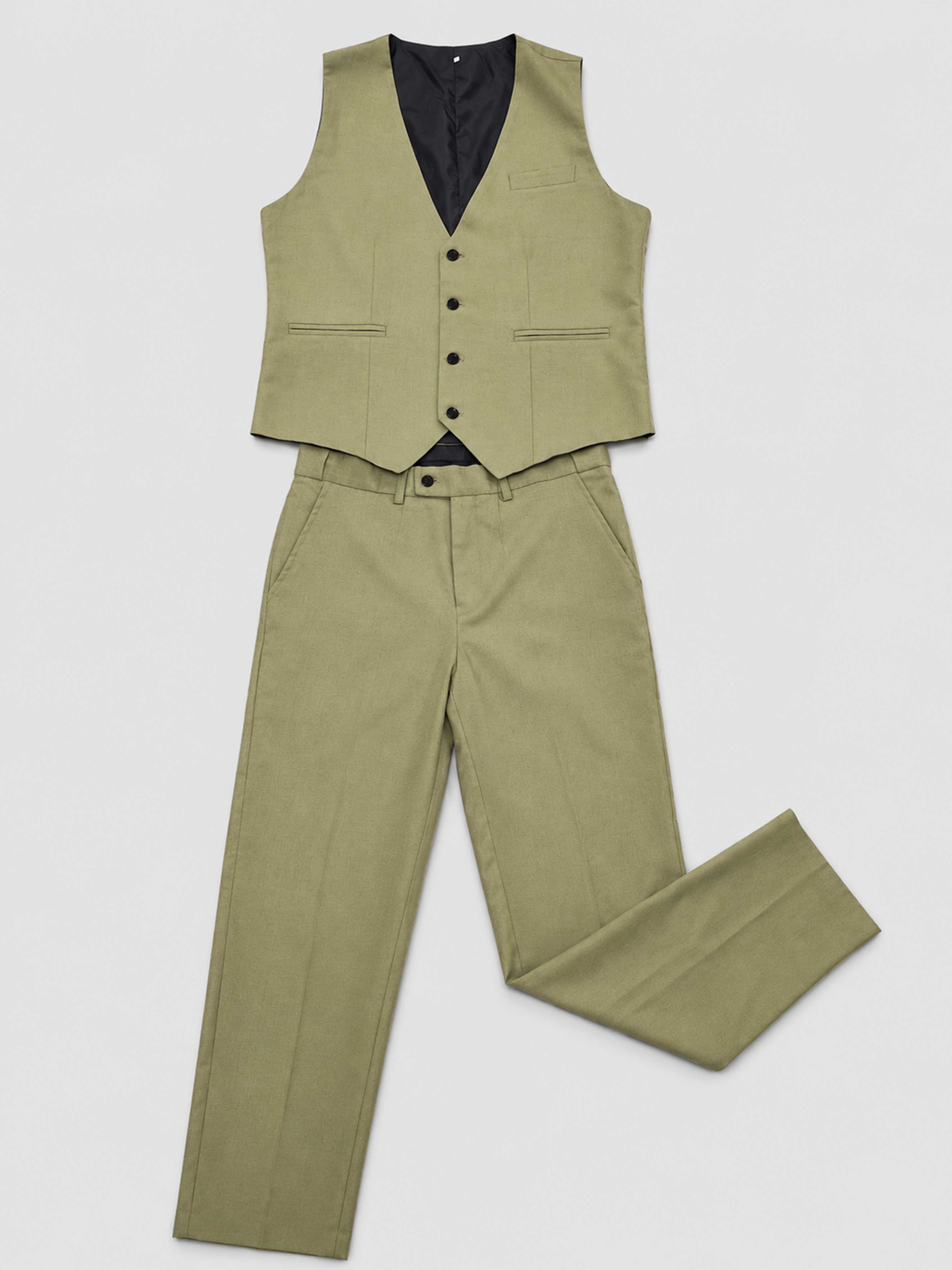 Breathable Men's Linen Vest & Pants Set For Summer Wedding & Vacation