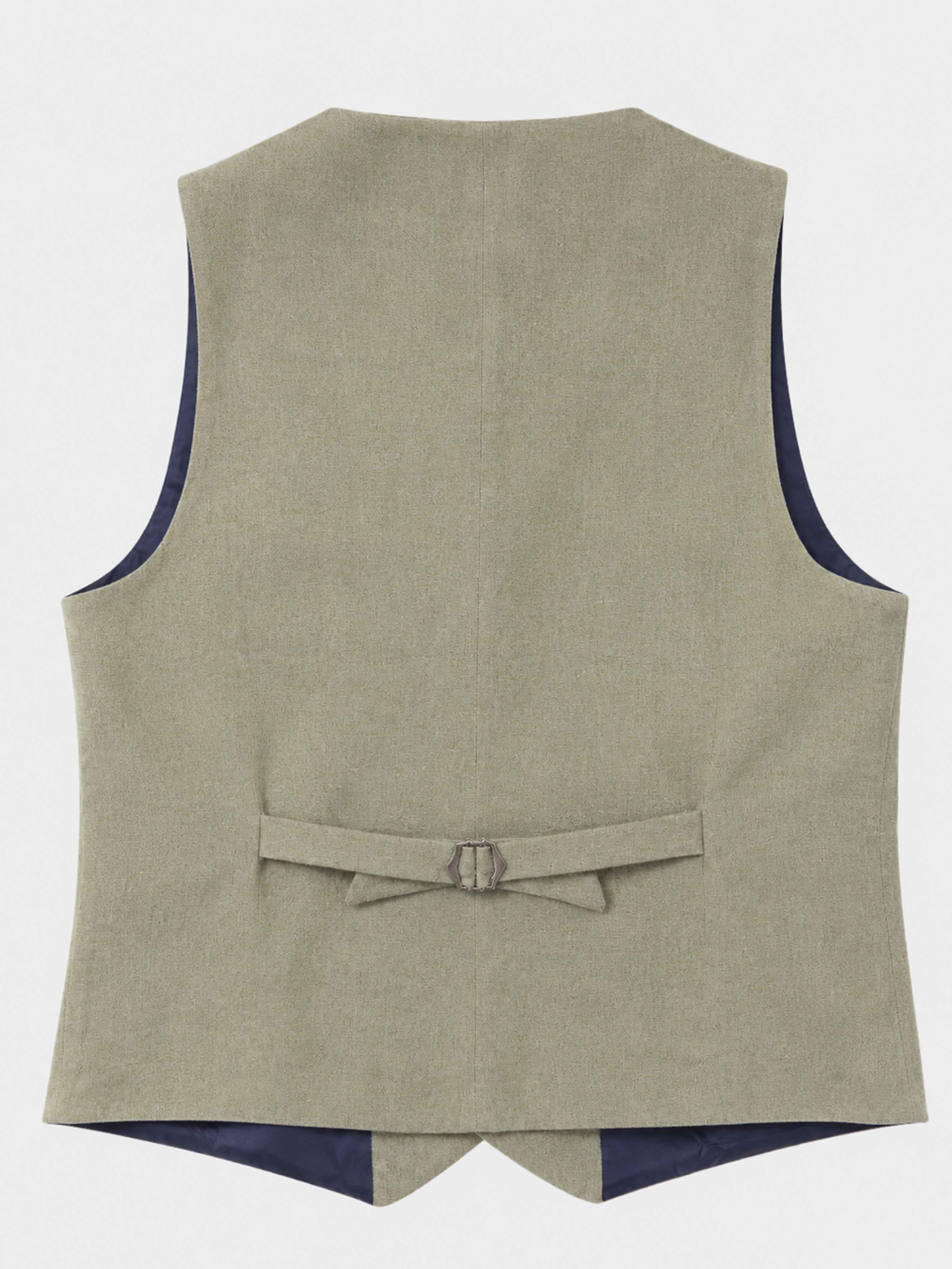 V-Neck Linen Suit Vest for Men | Wedding Waistcoat