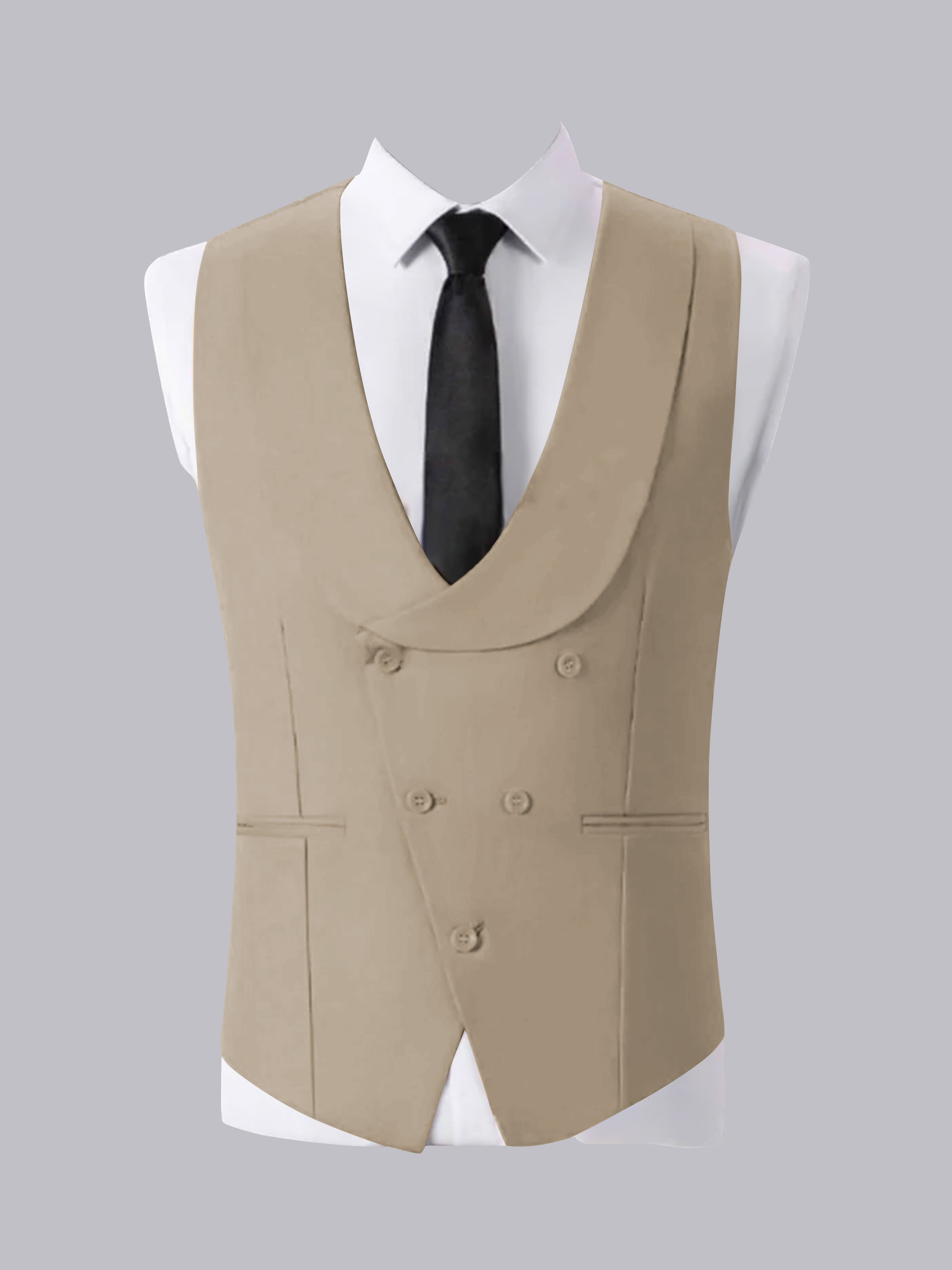 Men's Classic Slim Fit Five-buttons Formal Vest, Khaki