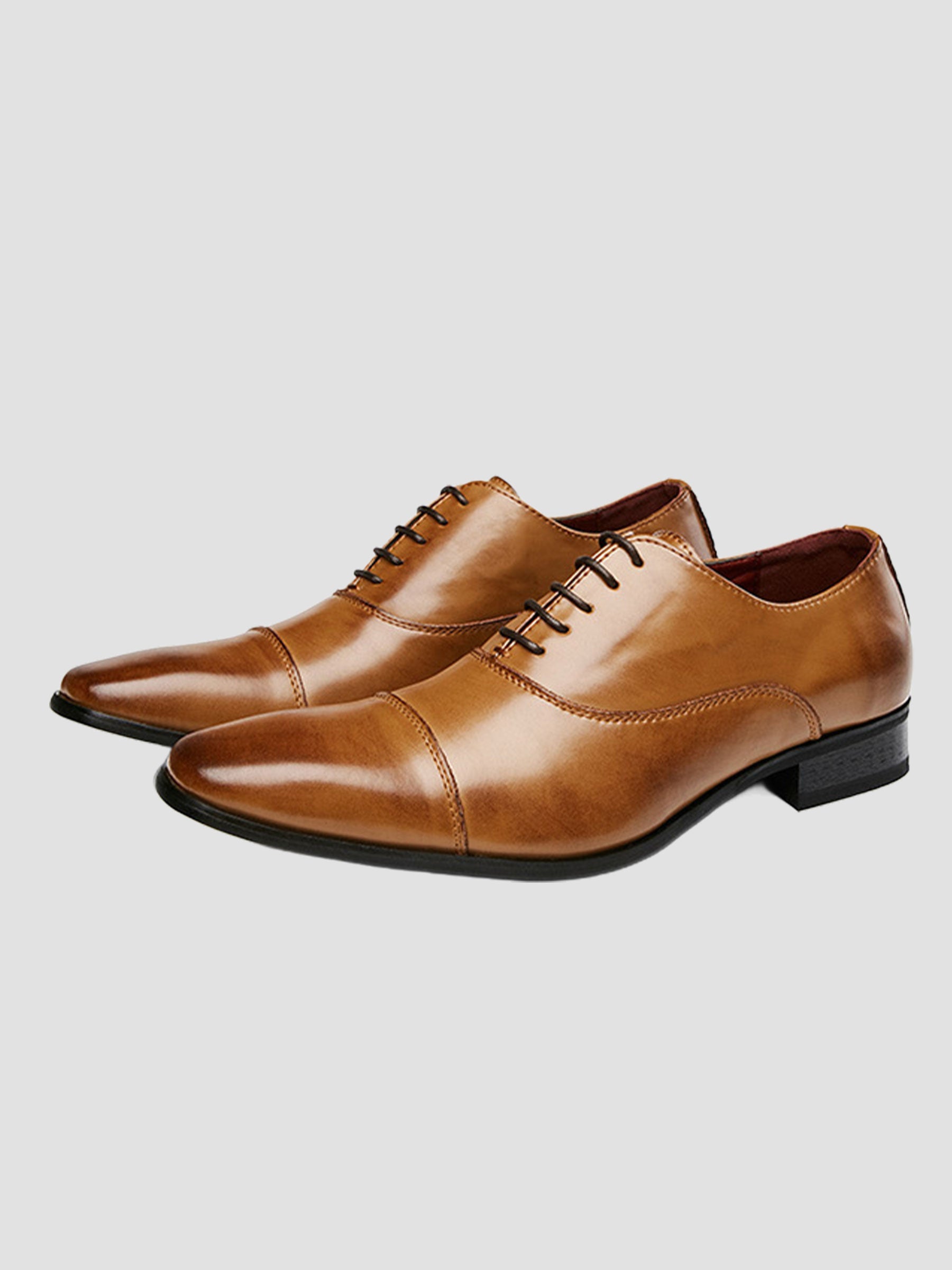 Men’s Cognac Cap-Toe Oxford Dress Shoes