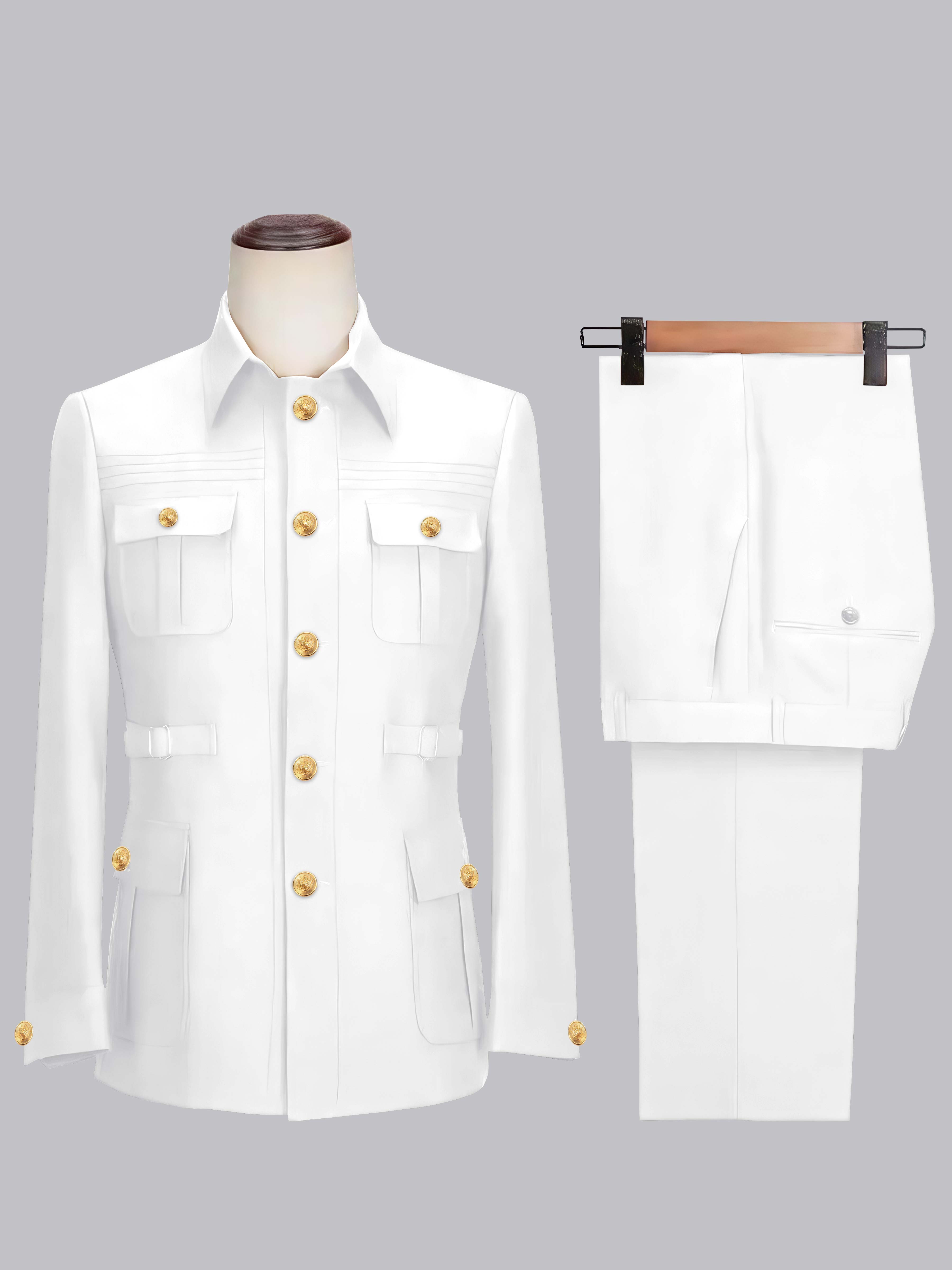 Men's 2 Pieces Safari Suit with Belt Single Breasted Casual Style