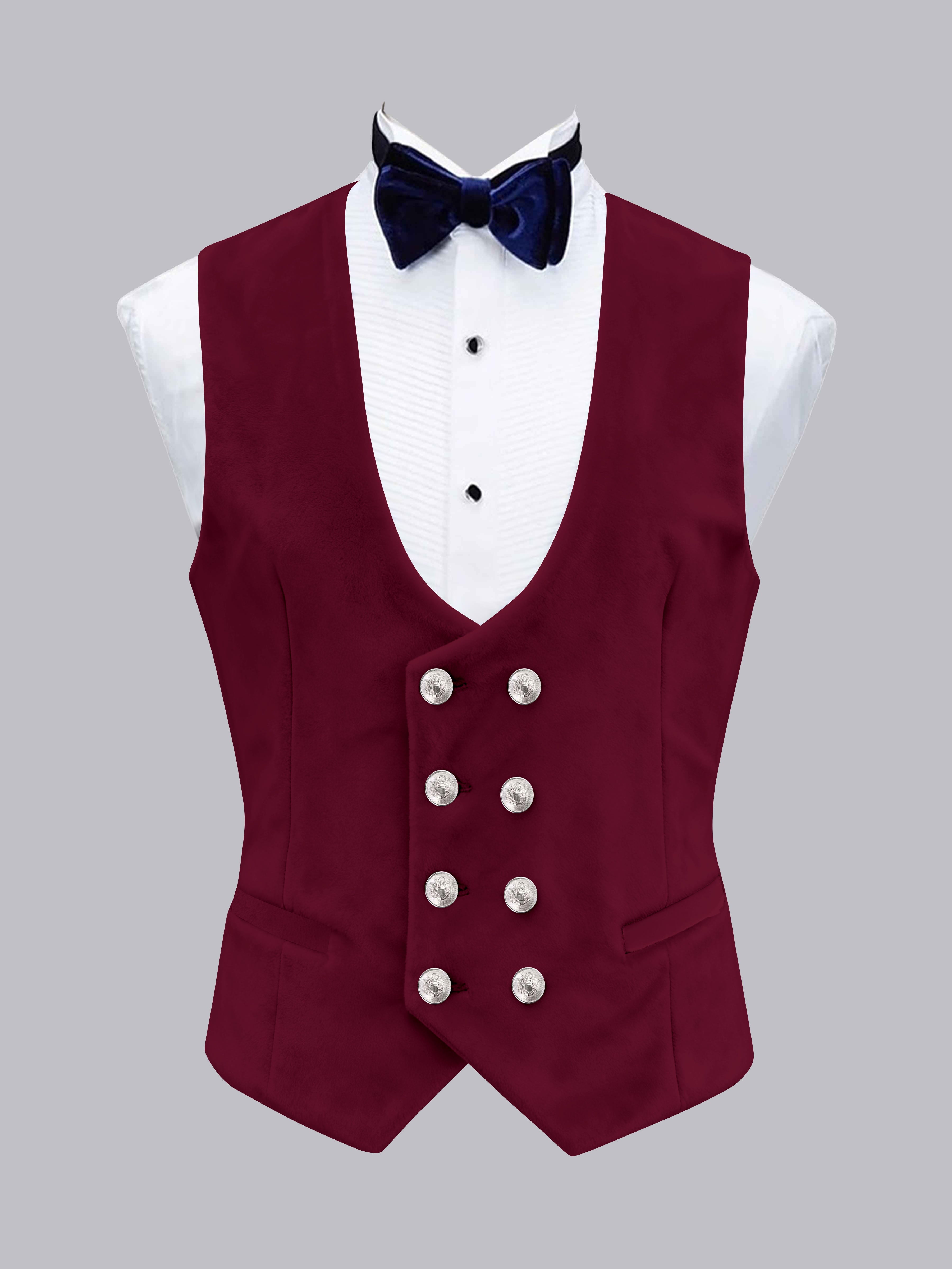 Men's Slim Fit Double Breasted Velvet Vest