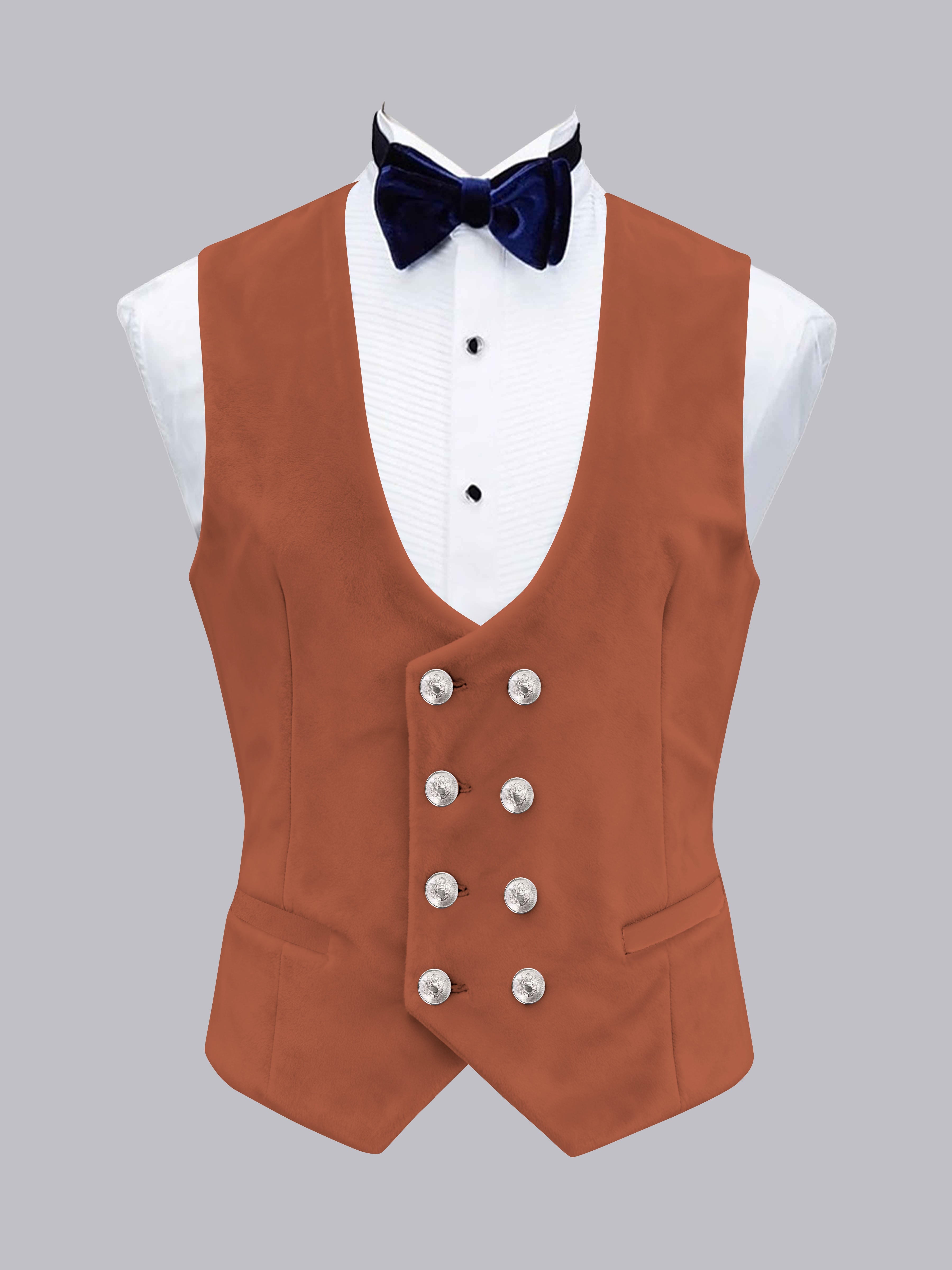 Men's Slim Fit Double Breasted Velvet Vest