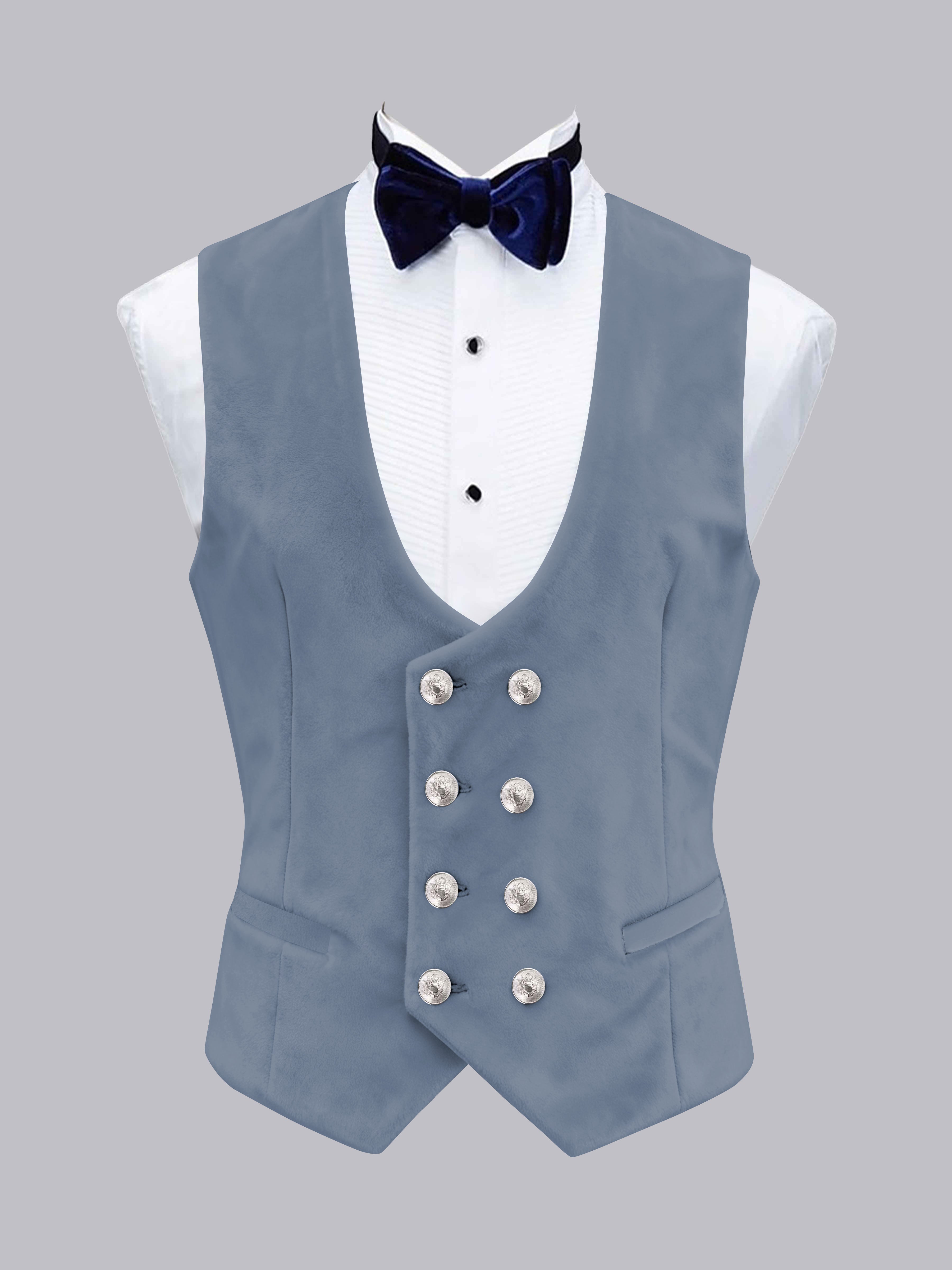 Men's Slim Fit Double Breasted Velvet Vest