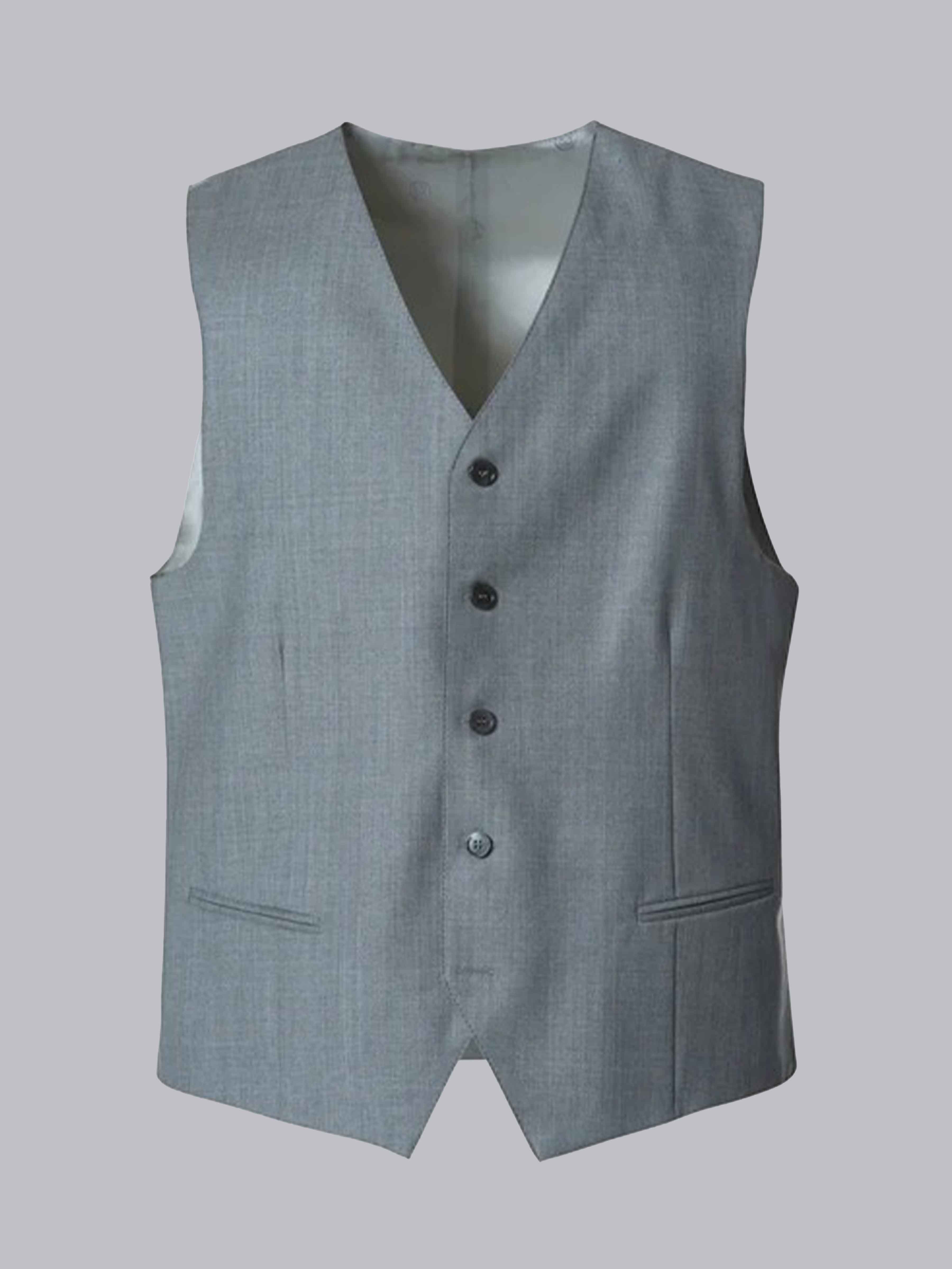 Men's V-Neck Solid Single Five-buttons Vest