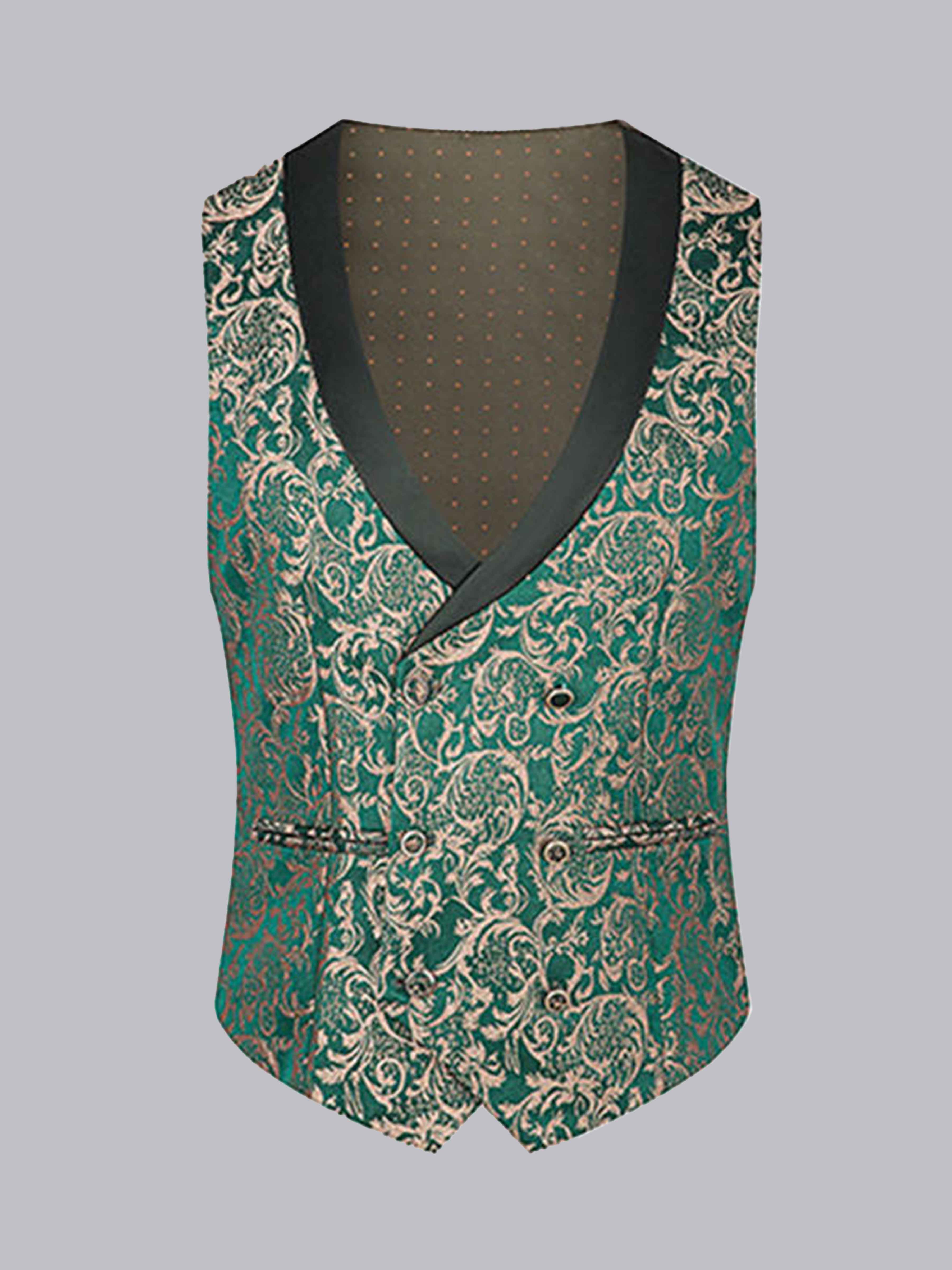 Men's Formal Jacquard Double Breasted Vest