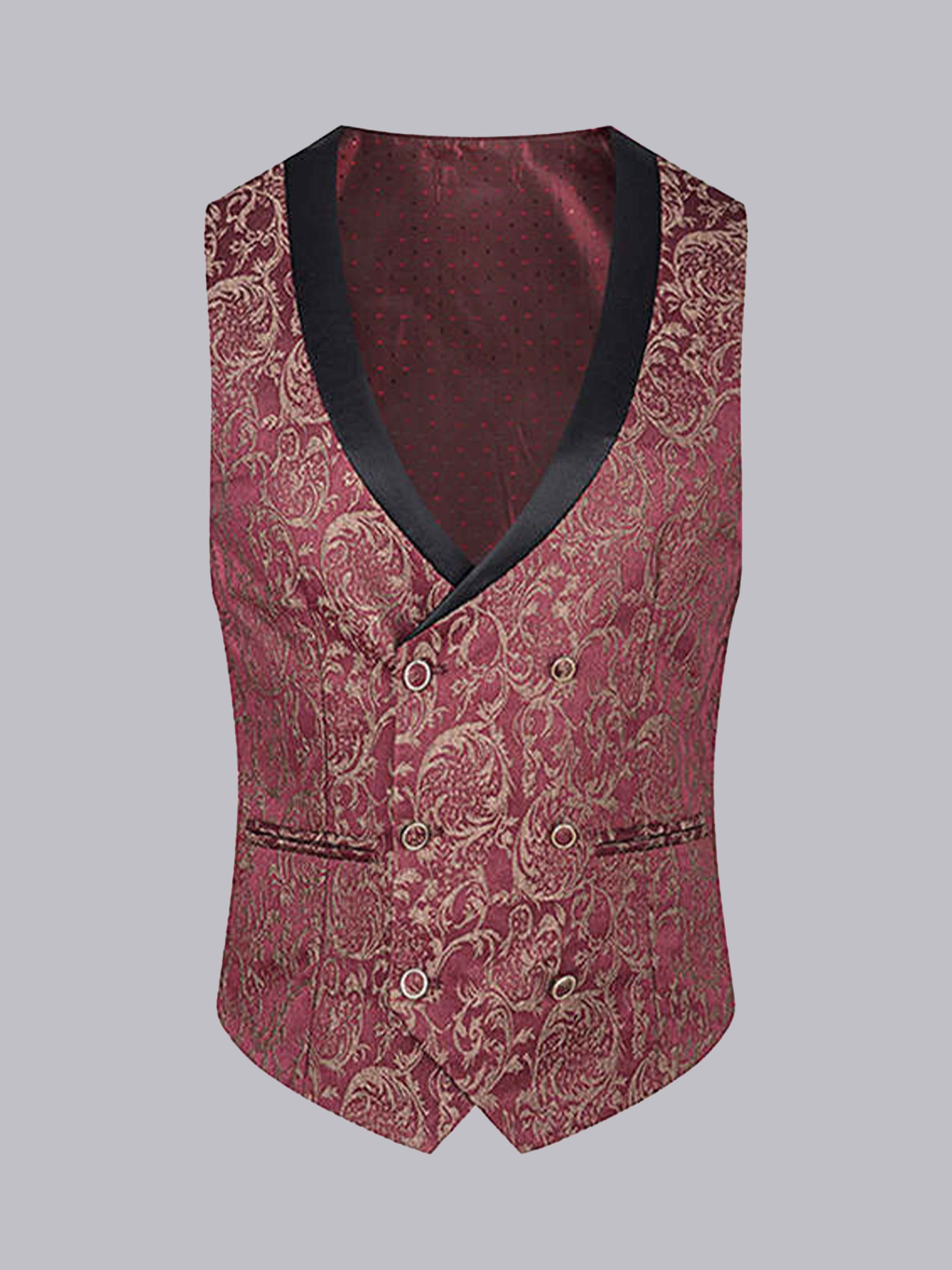 Men's Formal Jacquard Double Breasted Vest
