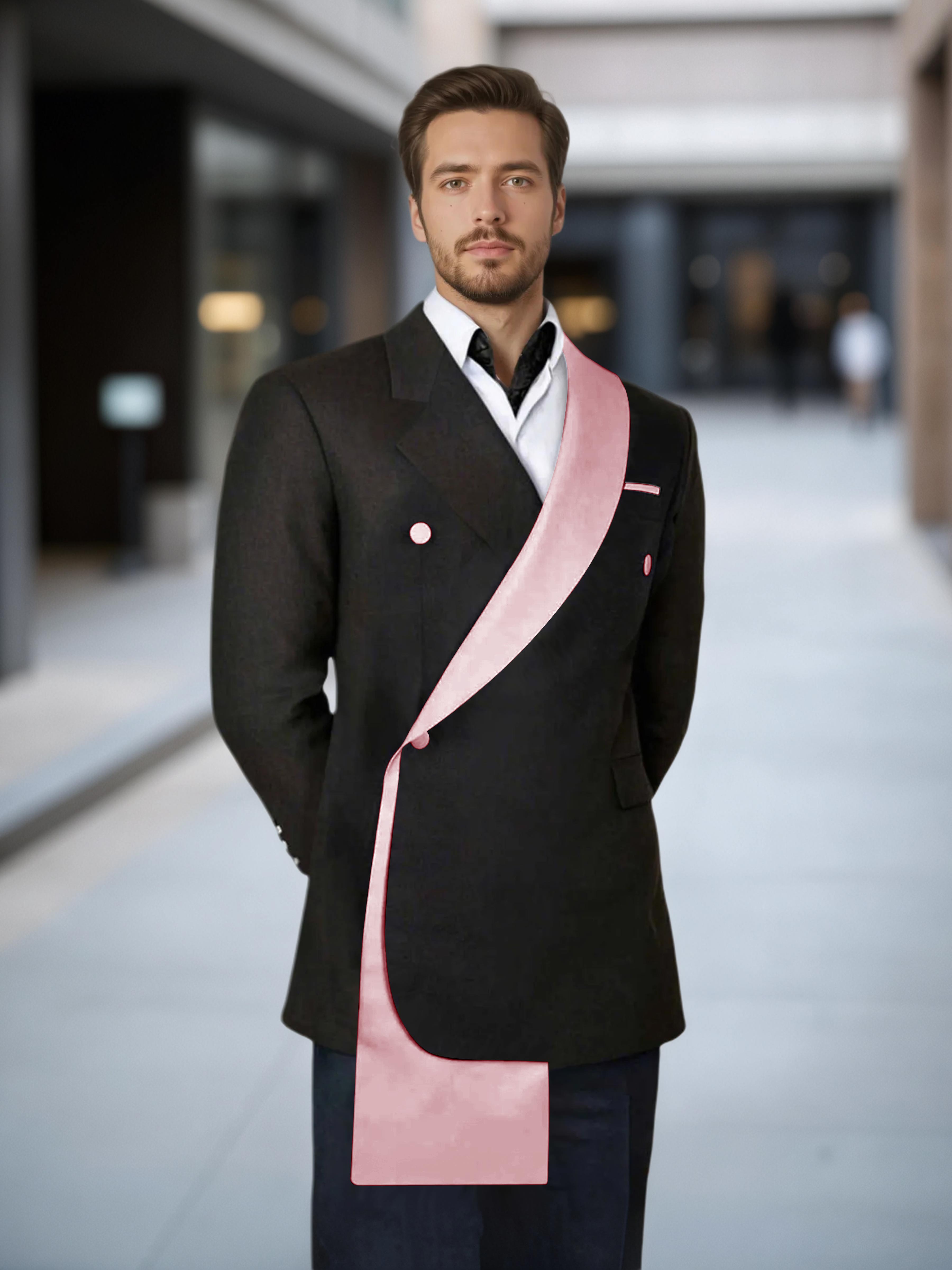 Meticulous Trim Detail Men's Shawl Lapel Design Suit Jacket