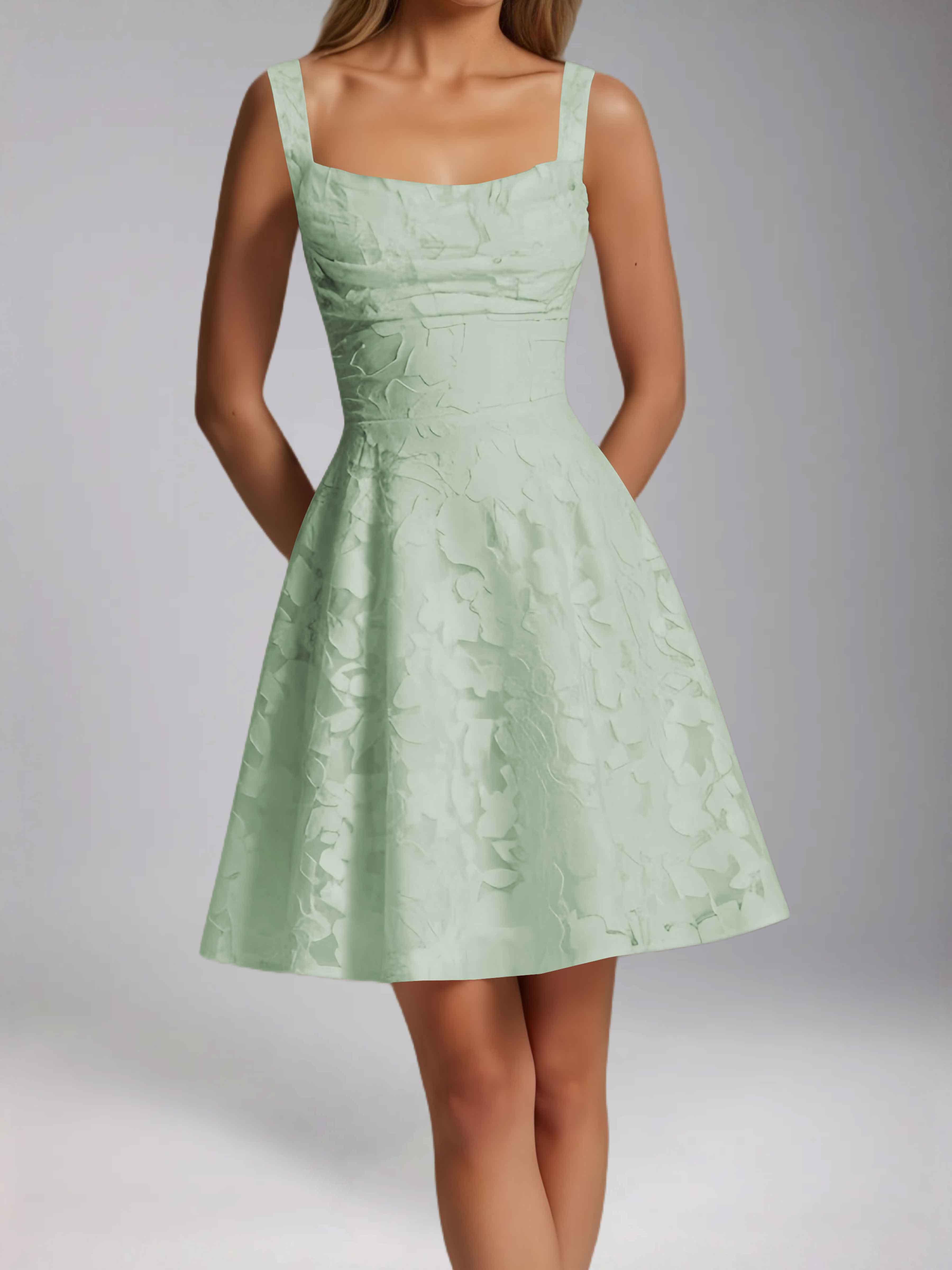 Oraelvanna Elegant Pleated A-Line Jacquard Short Party Dresses