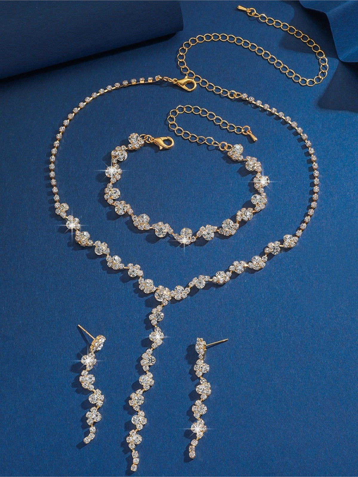 Mixed Metal Crystal Evening Jewelry Set