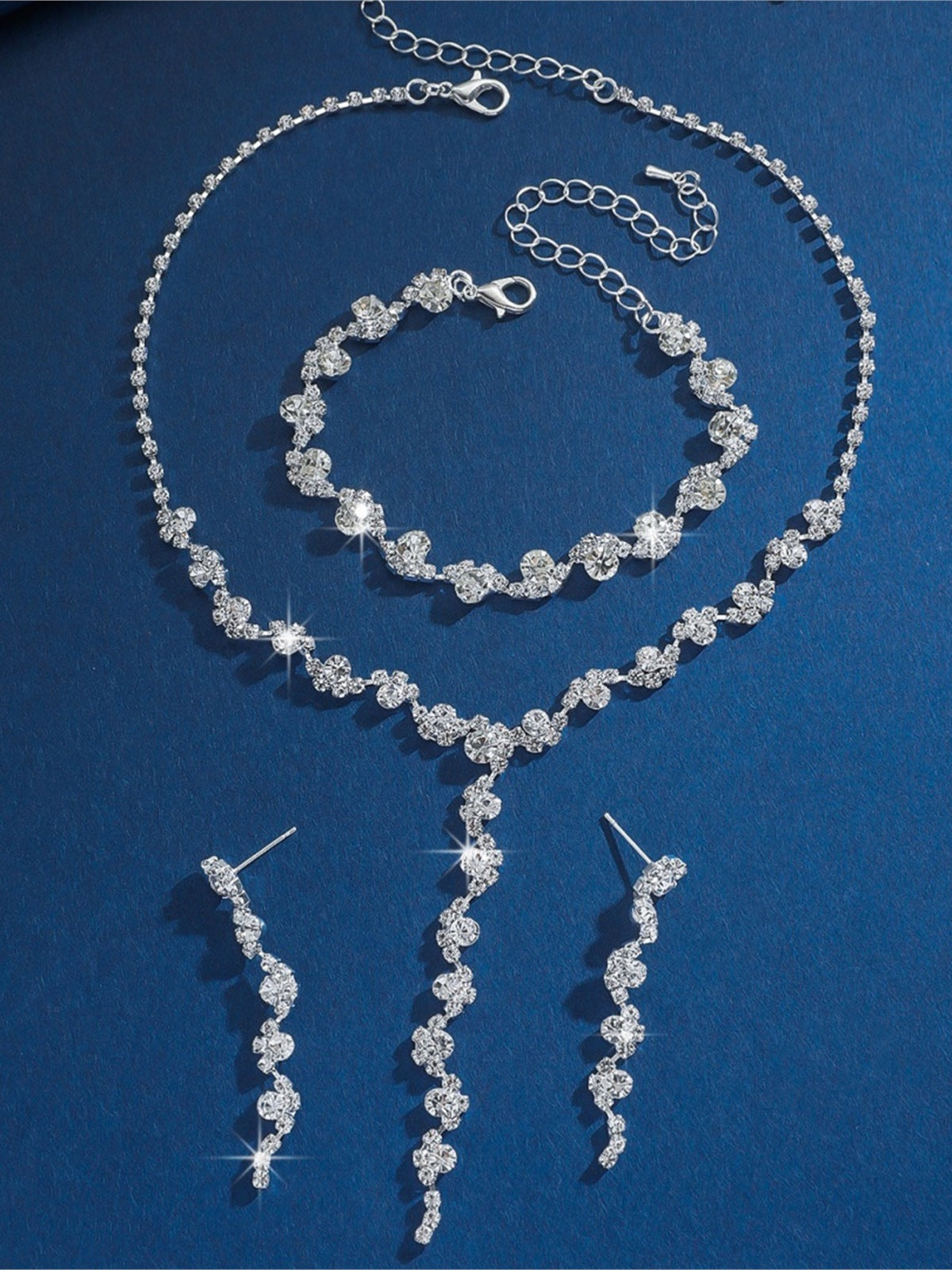 Mixed Metal Crystal Evening Jewelry Set