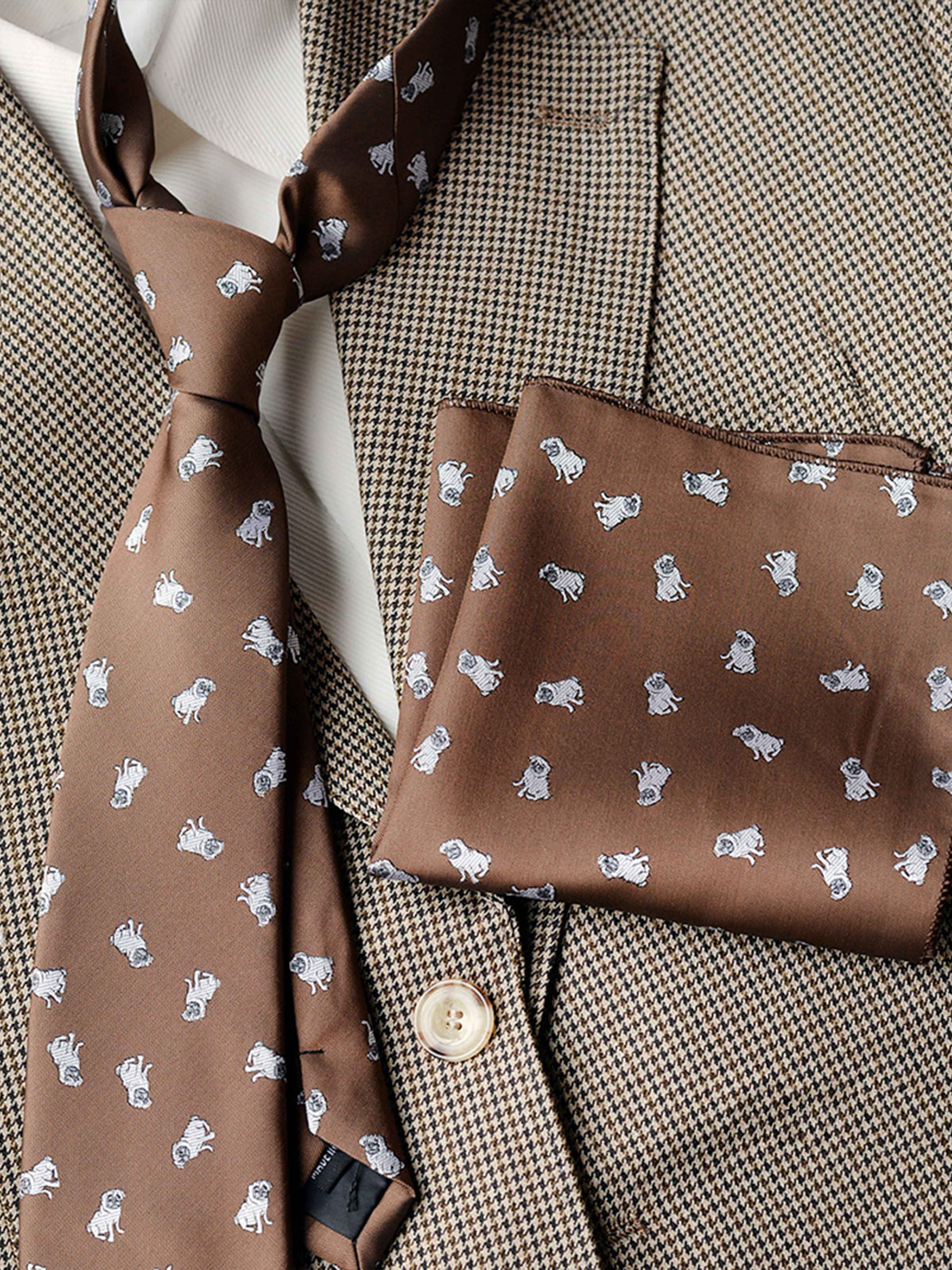 Modern Men's Patterned Tie and Pocket Square Set