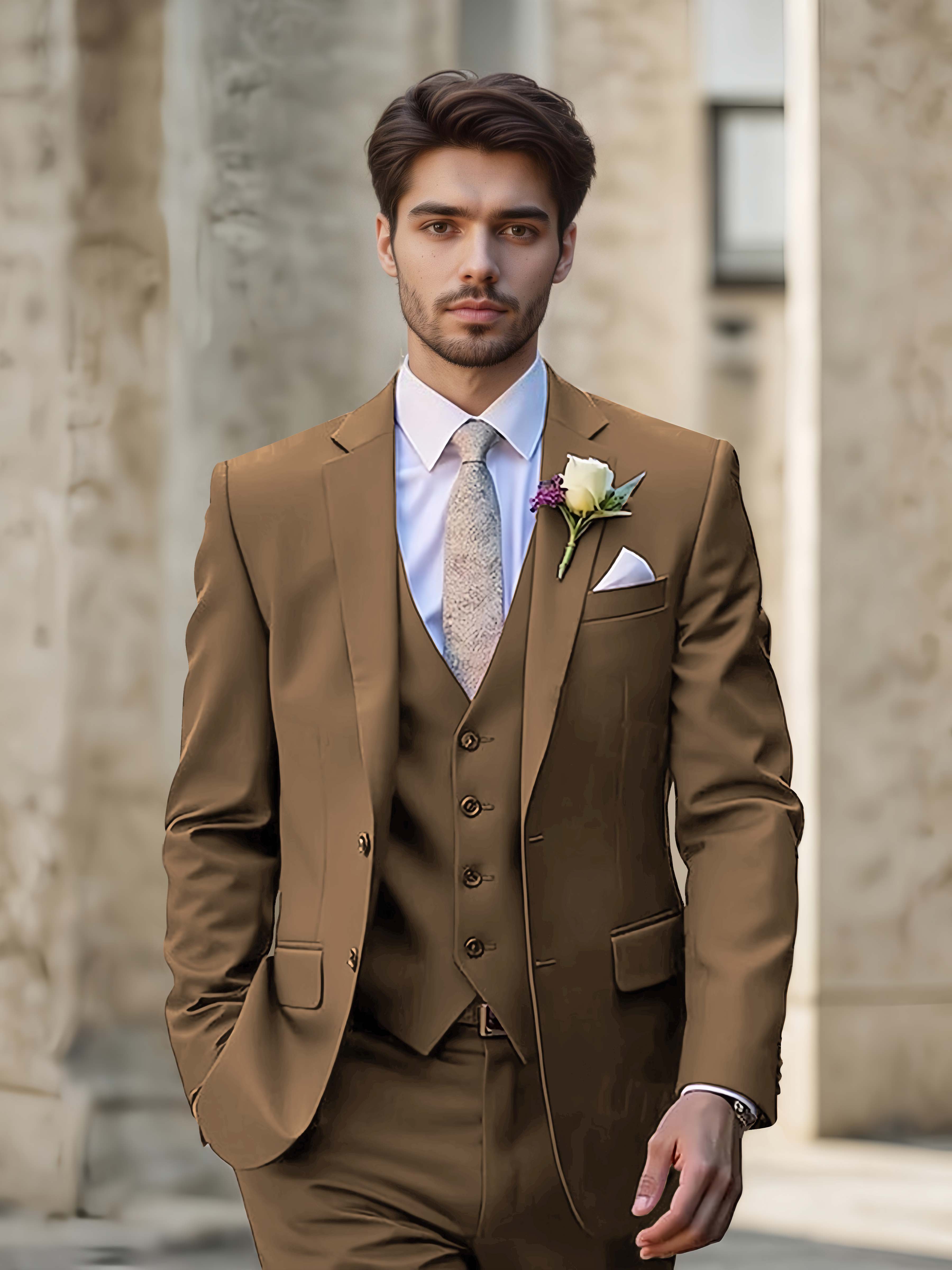Modern Men's Wedding Suit 3 Pieces Single Breasted Event Suits