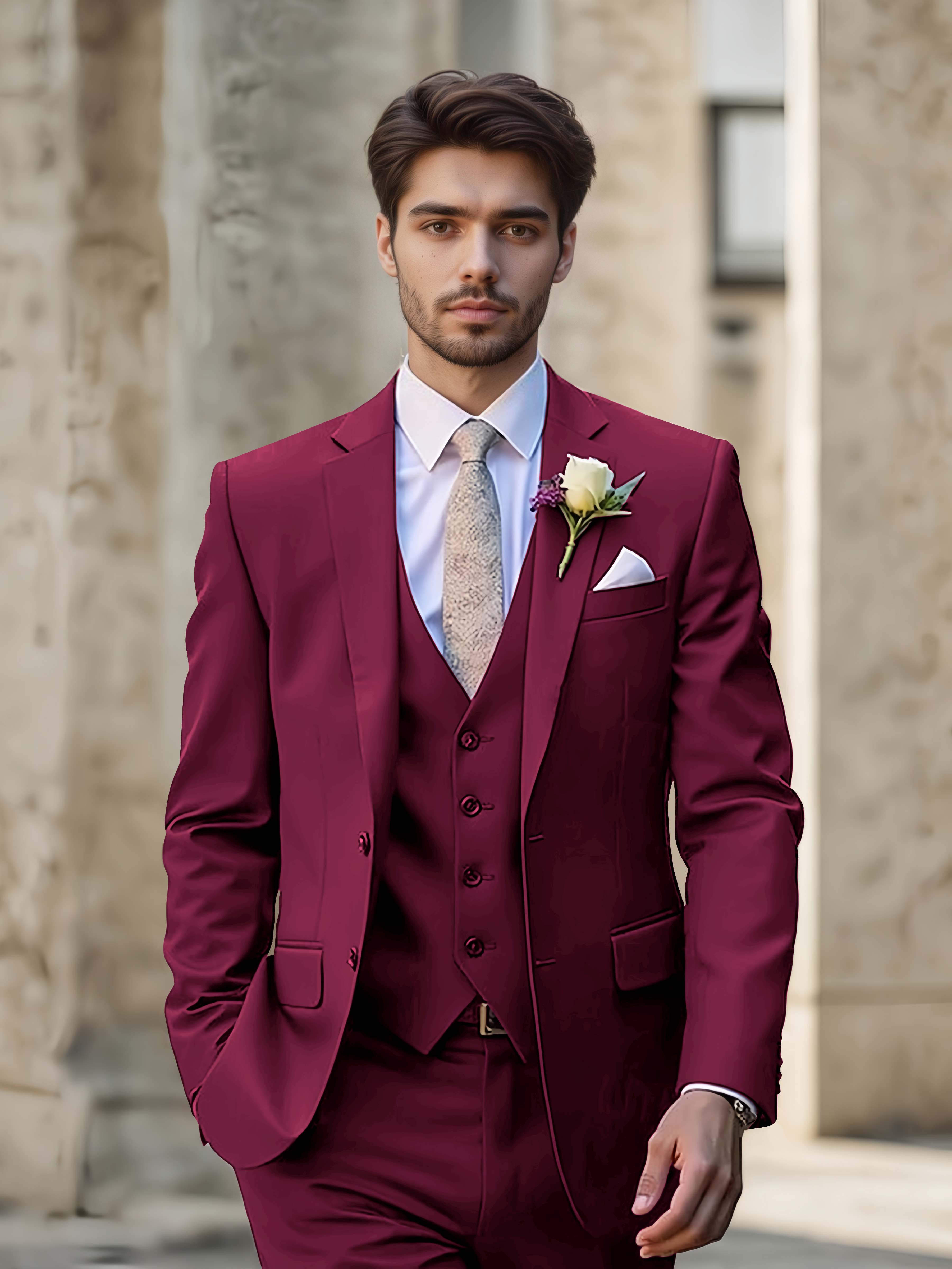 Modern Men's Wedding Suit 3 Pieces Single Breasted Event Suits