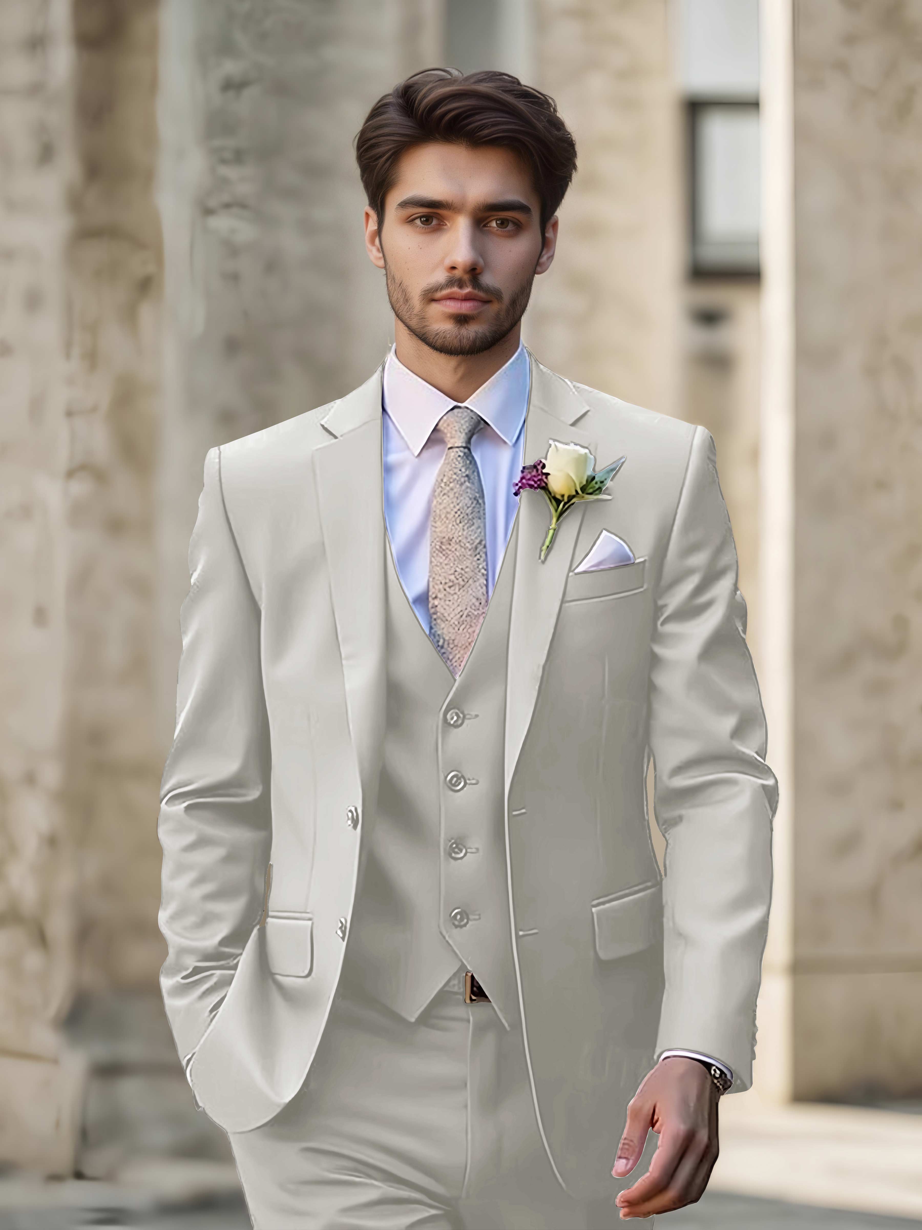 Modern Men's Wedding Suit 3 Pieces Single Breasted Event Suits