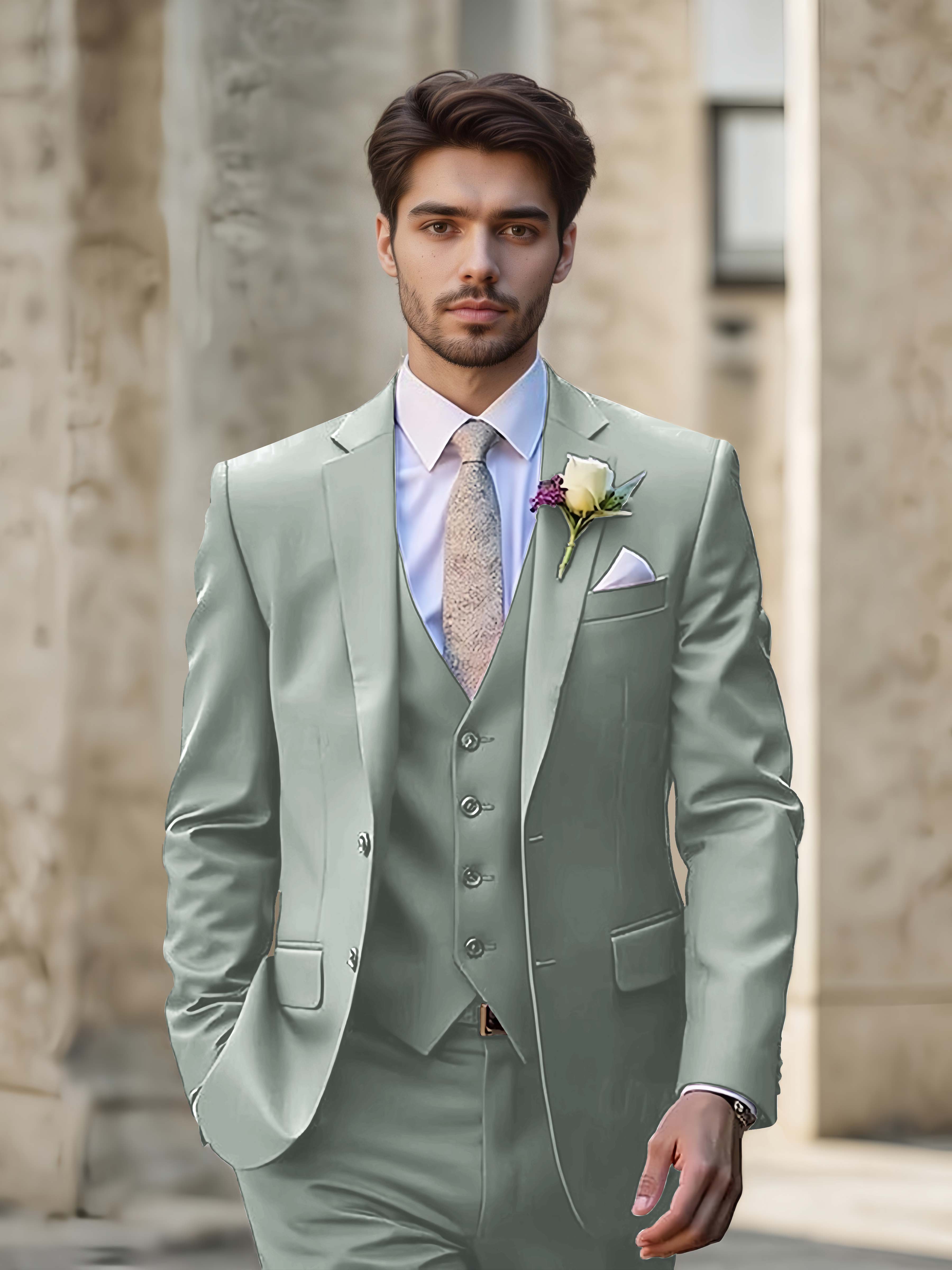 Modern Men's Wedding Suit 3 Pieces Single Breasted Event Suits
