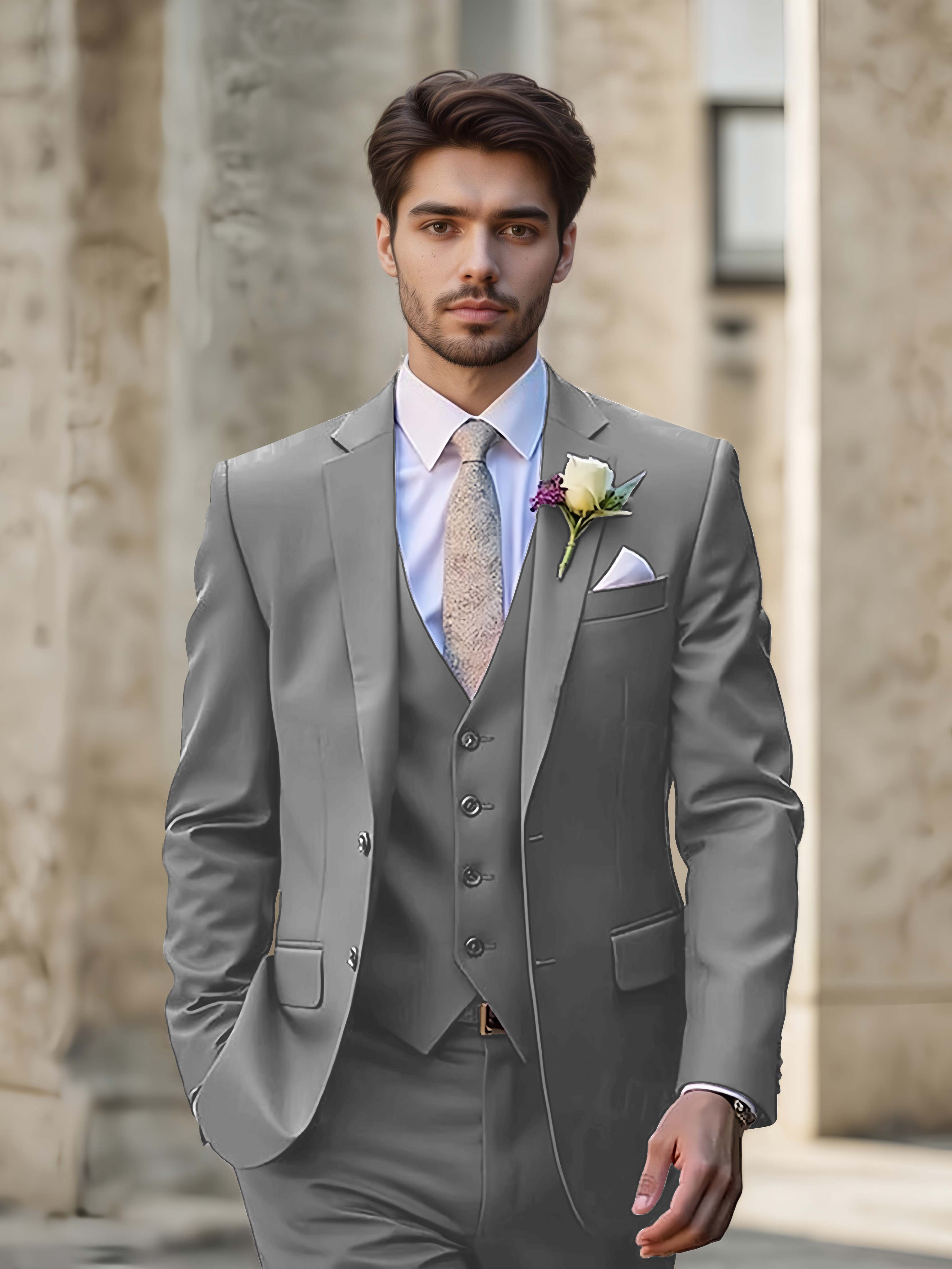 Modern Men's Wedding Suit 3 Pieces Single Breasted Event Suits