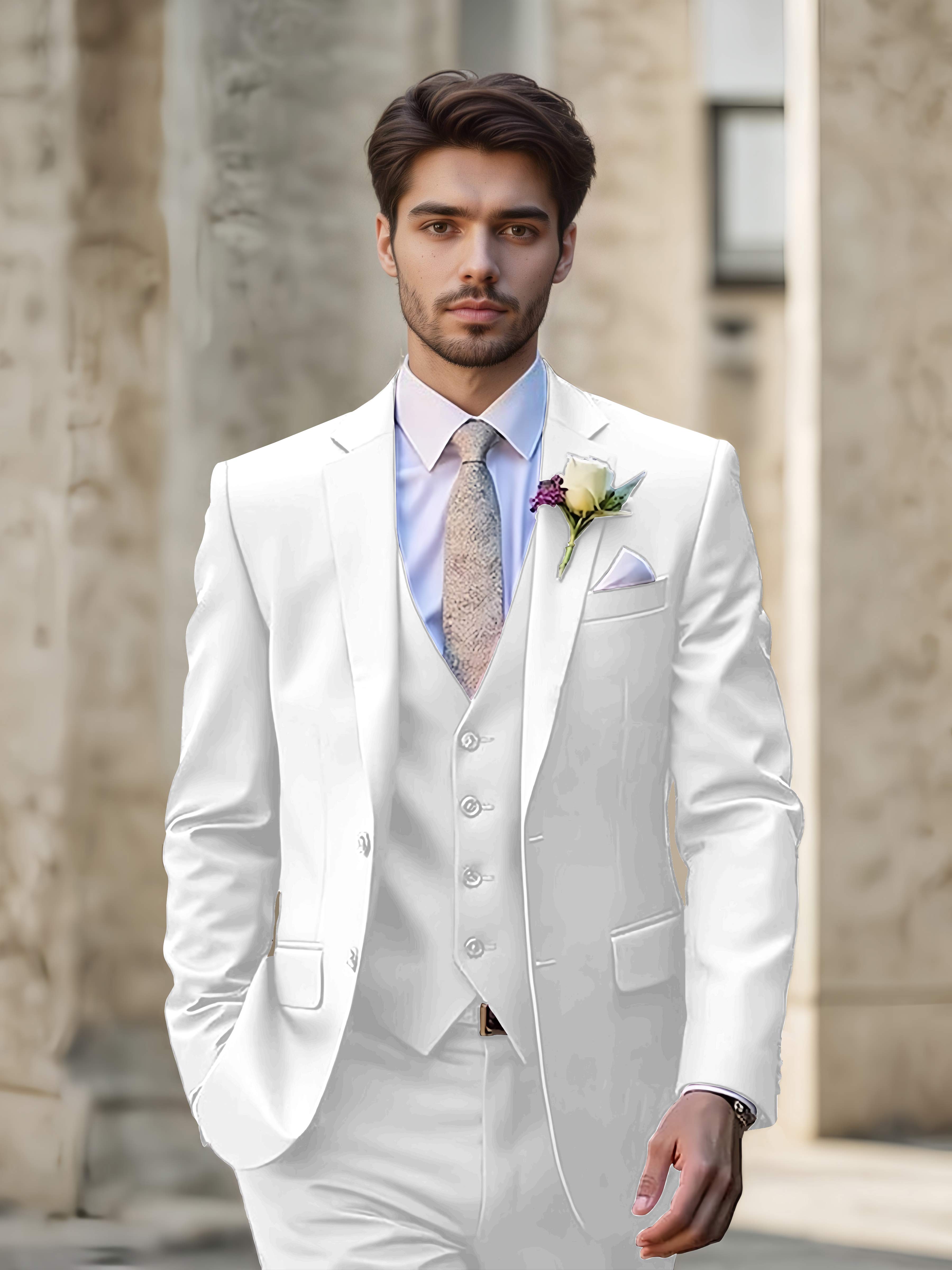 Modern Men's Wedding Suit 3 Pieces Single Breasted Event Suits