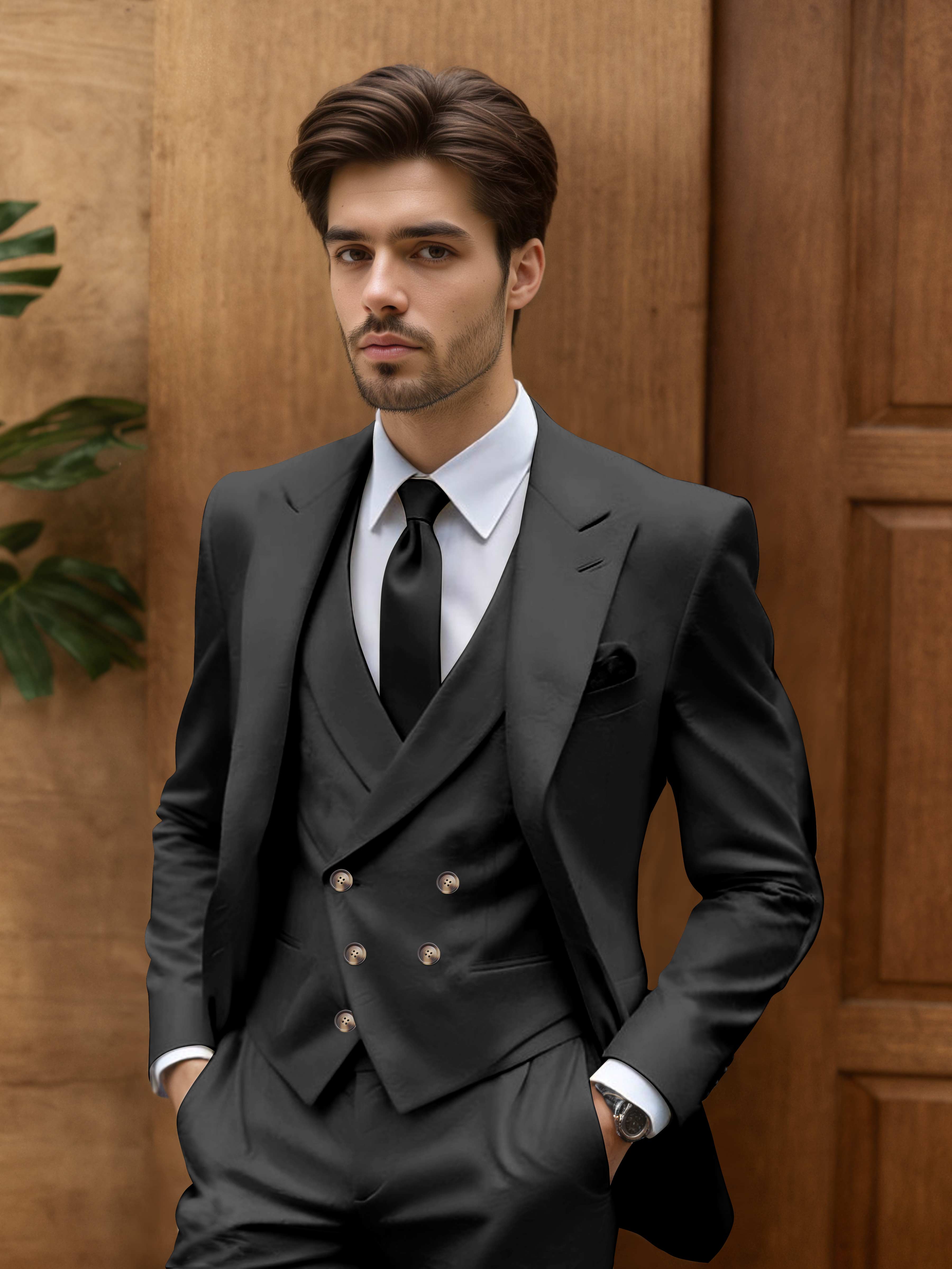 Modern Slim Fit Men's 3 Pieces Outdoor Wedding Suits