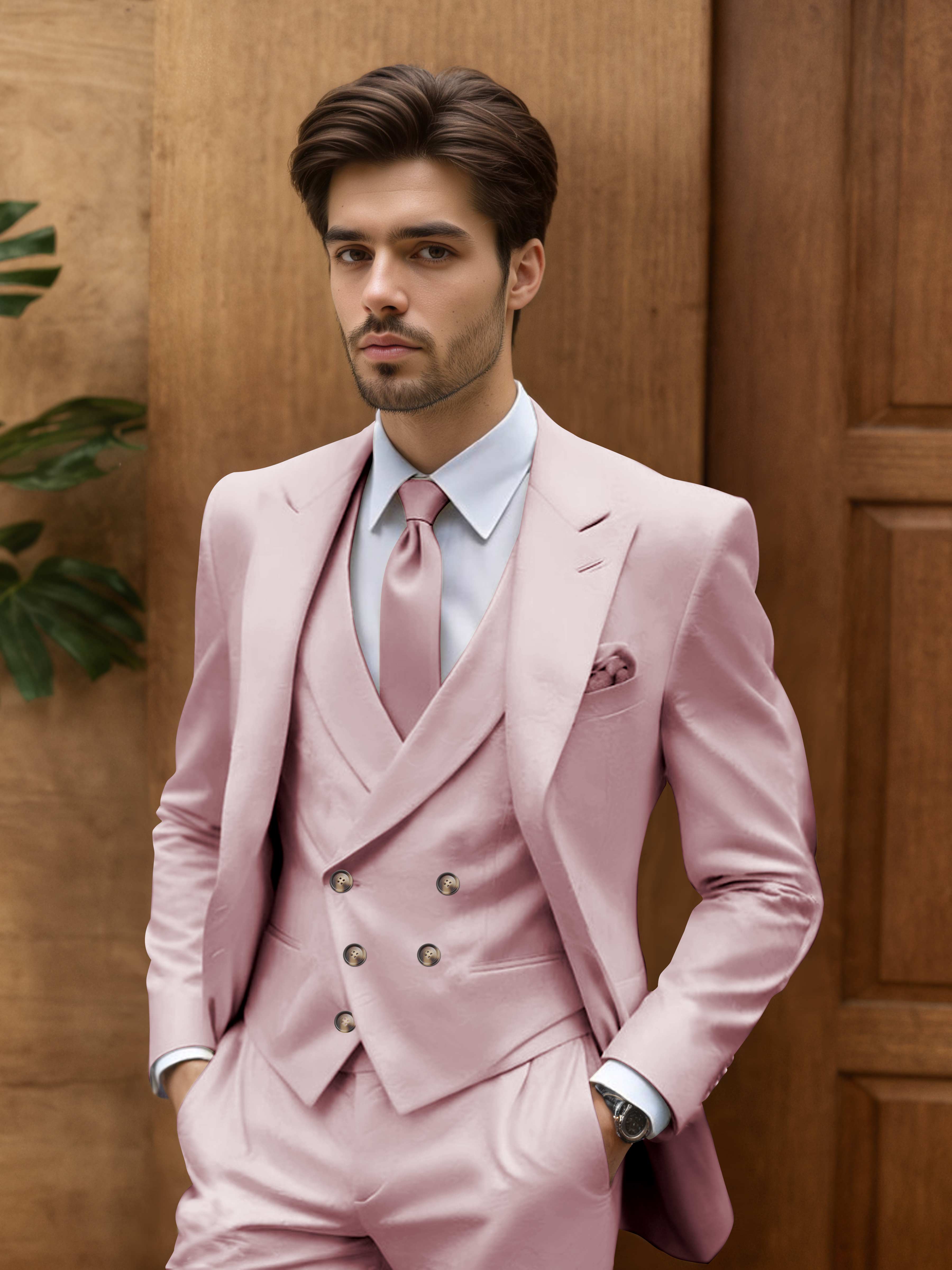 Modern Slim Fit Men's 3 Pieces Outdoor Wedding Suits
