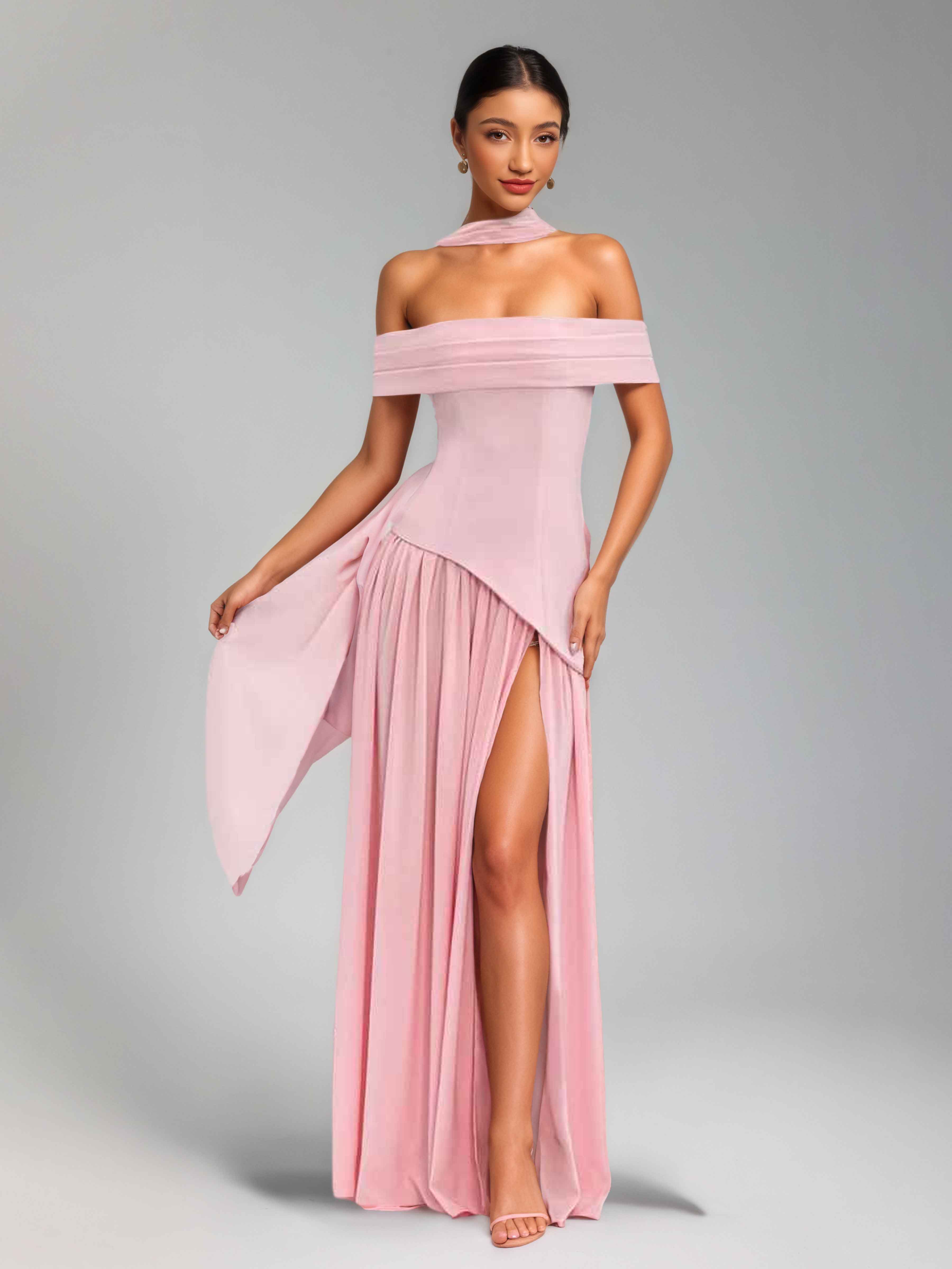 Mraelithra A-Line Off the Shoulder Slit Long Chiffon Prom Dresses, Turquoise Mraelithra A-Line Off the Shoulder Slit Long Chiffon Prom Dresses, Turquoise