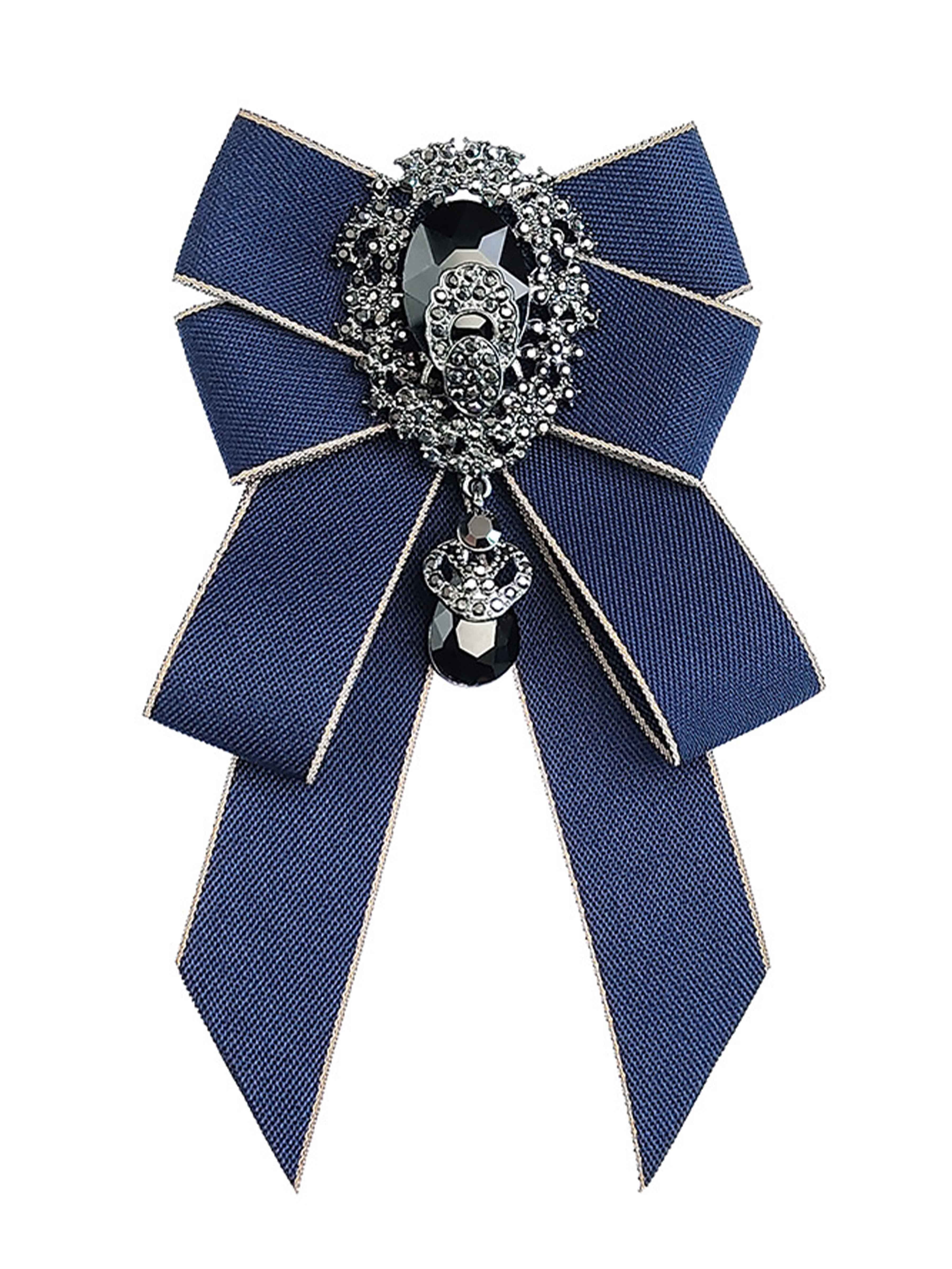 Men's Rhinestone Ribbon Bow Tie Brooch for Suits & Formal Wear