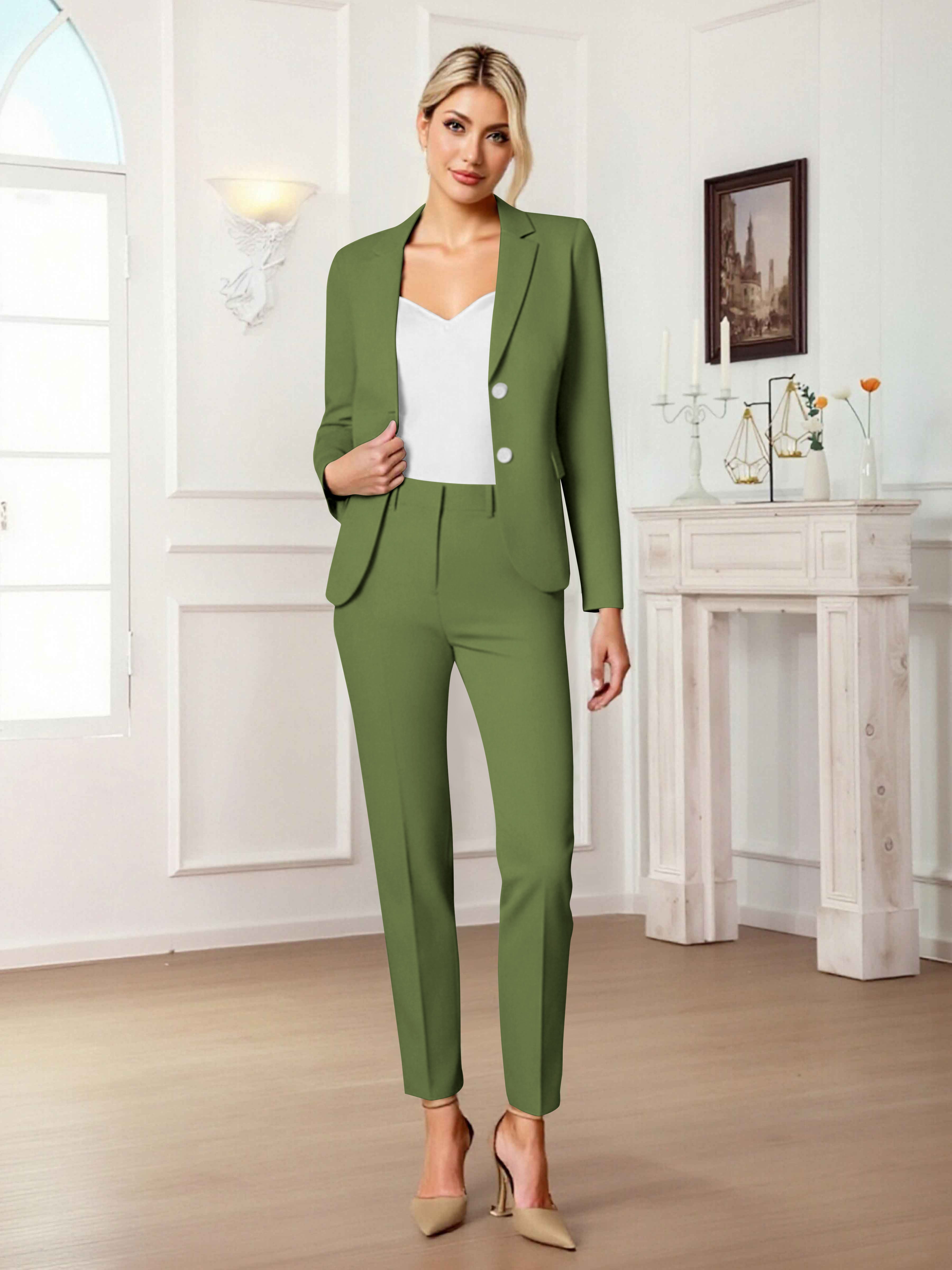 Slim Fit Women's 2 Pieces Notch Lapel Two Button Suit For Guest