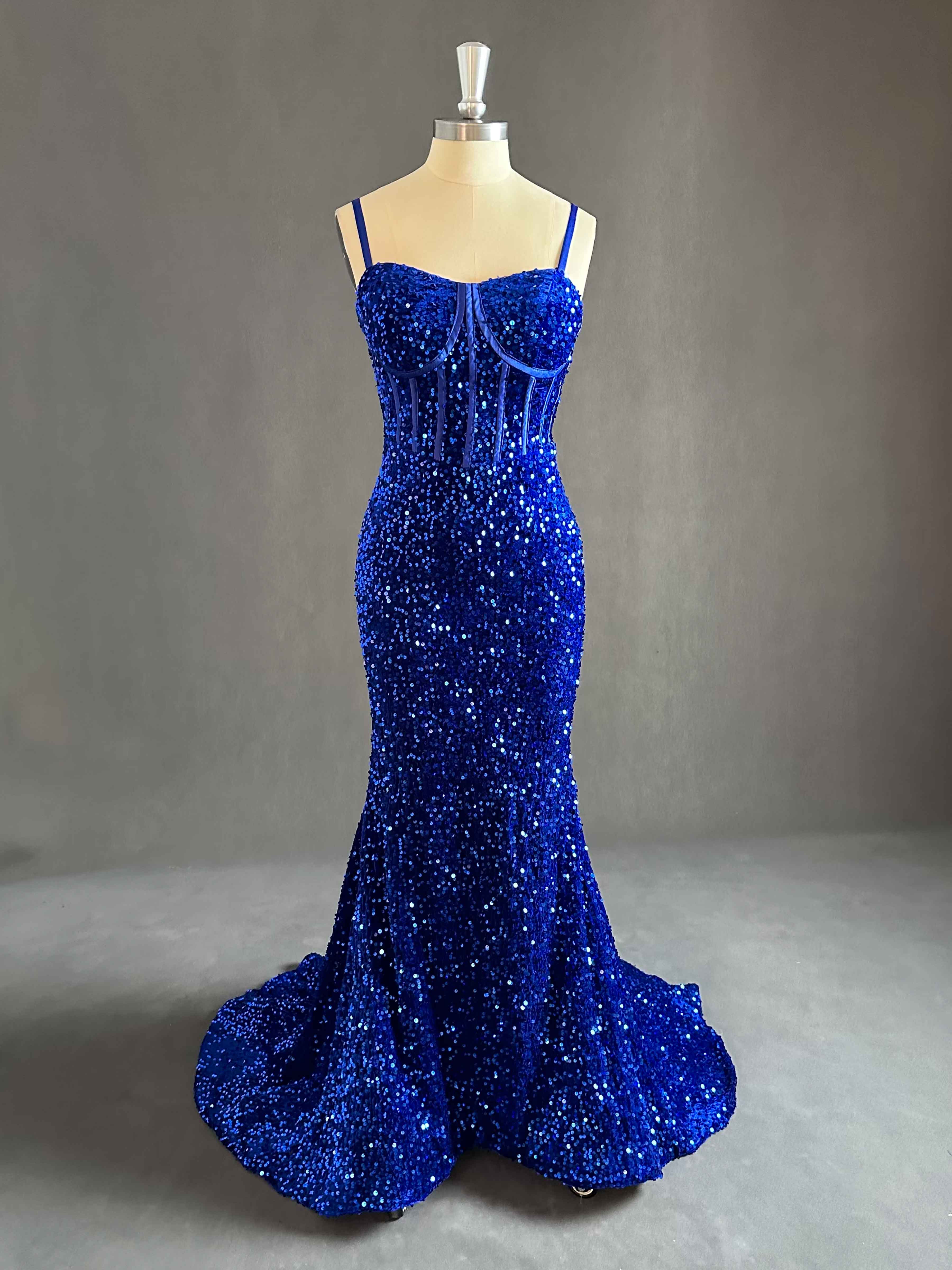 Ophelia Stylish Sweetheart Velvet Sequin Long Mermaid Prom Dresses Ophelia Stylish Sweetheart Velvet Sequin Long Mermaid Prom Dresses