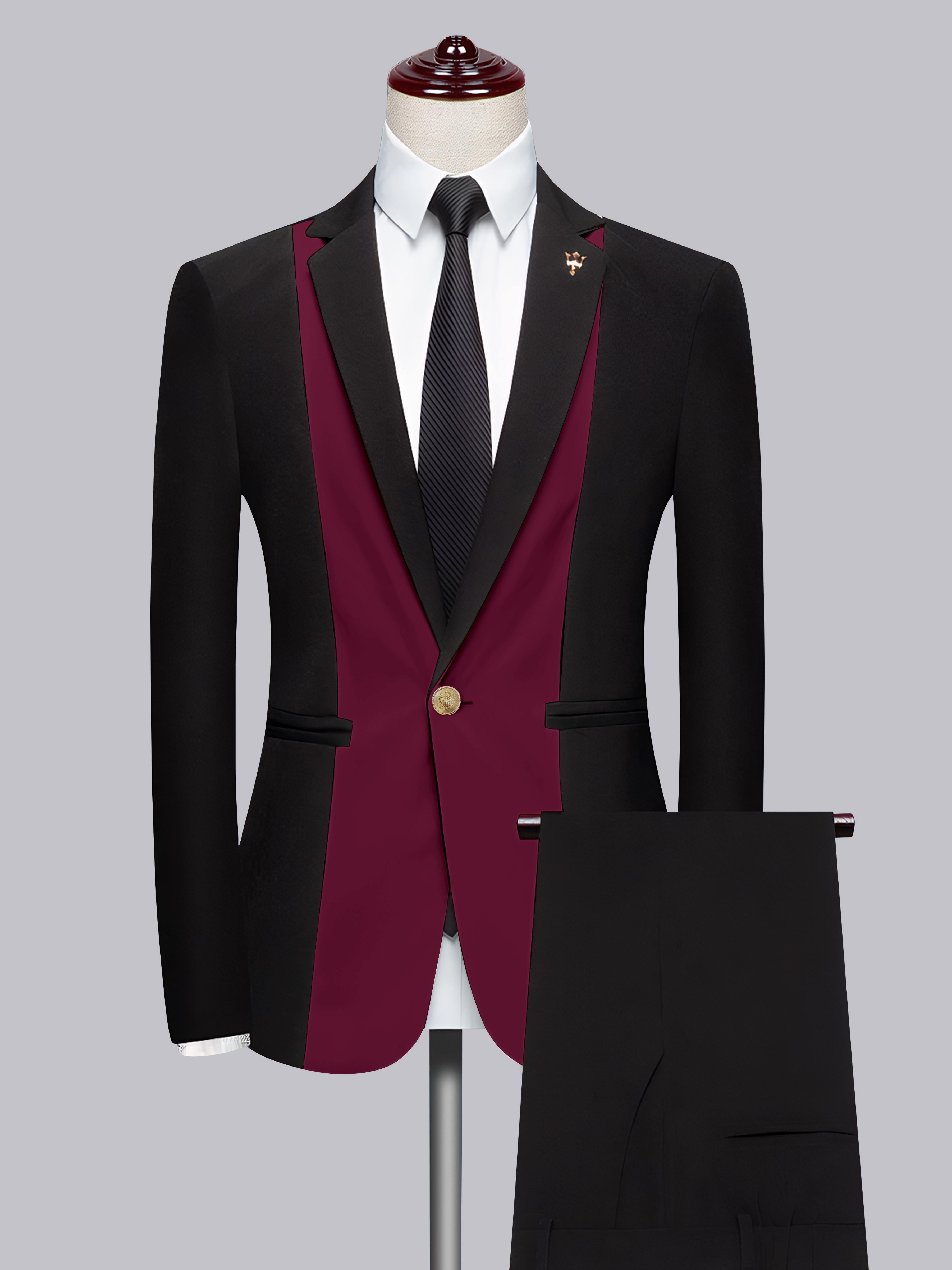 Patchwork Notch Lapel Men's One Button 2 Pieces Suit for Wedding & Prom
