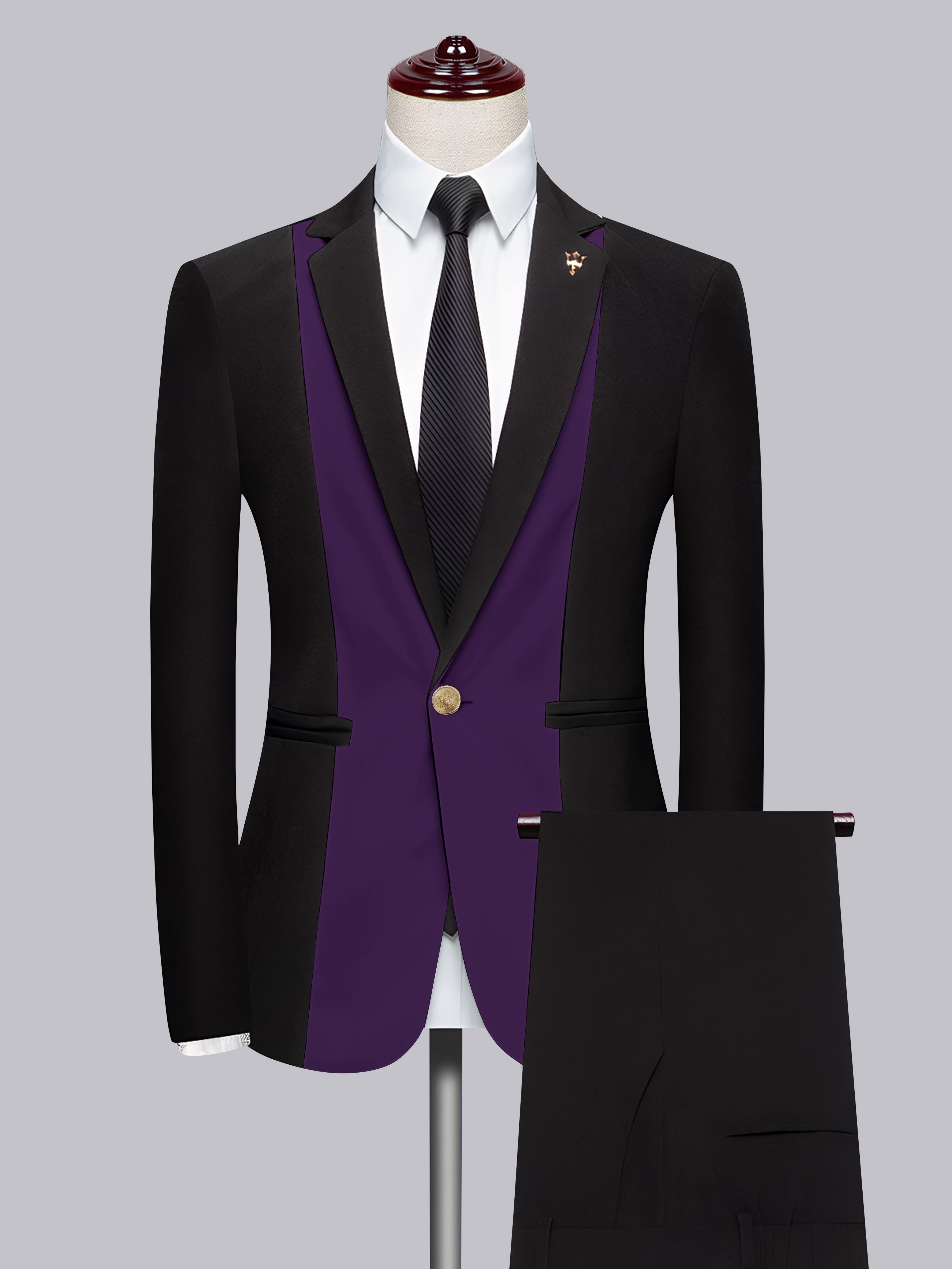 Patchwork Notch Lapel Men's One Button 2 Pieces Suit for Wedding & Prom