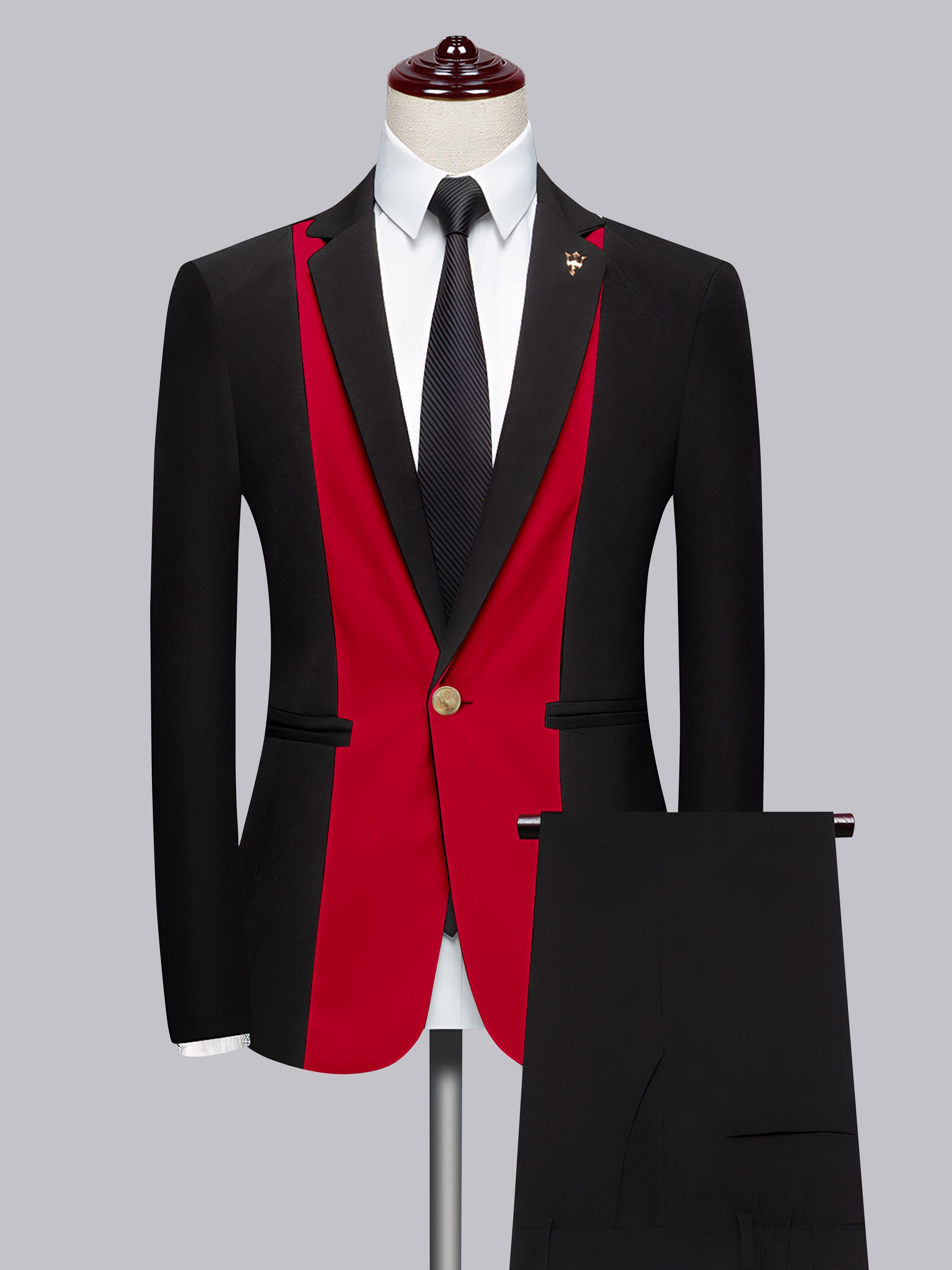 Patchwork Notch Lapel Men's One Button 2 Pieces Suit for Wedding & Prom
