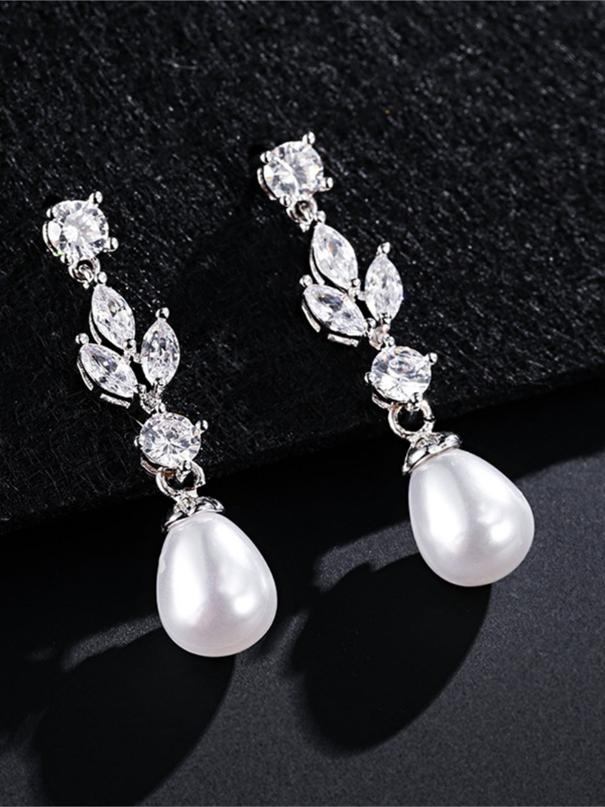 Pearl Accent Crystal Drop Earrings