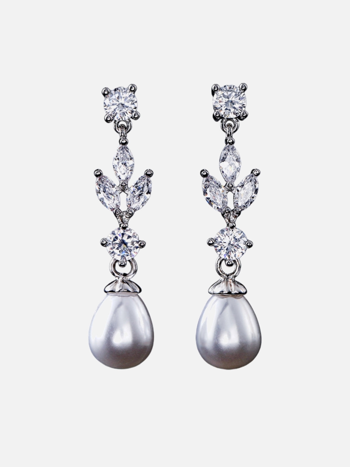 Pearl Accent Crystal Drop Earrings