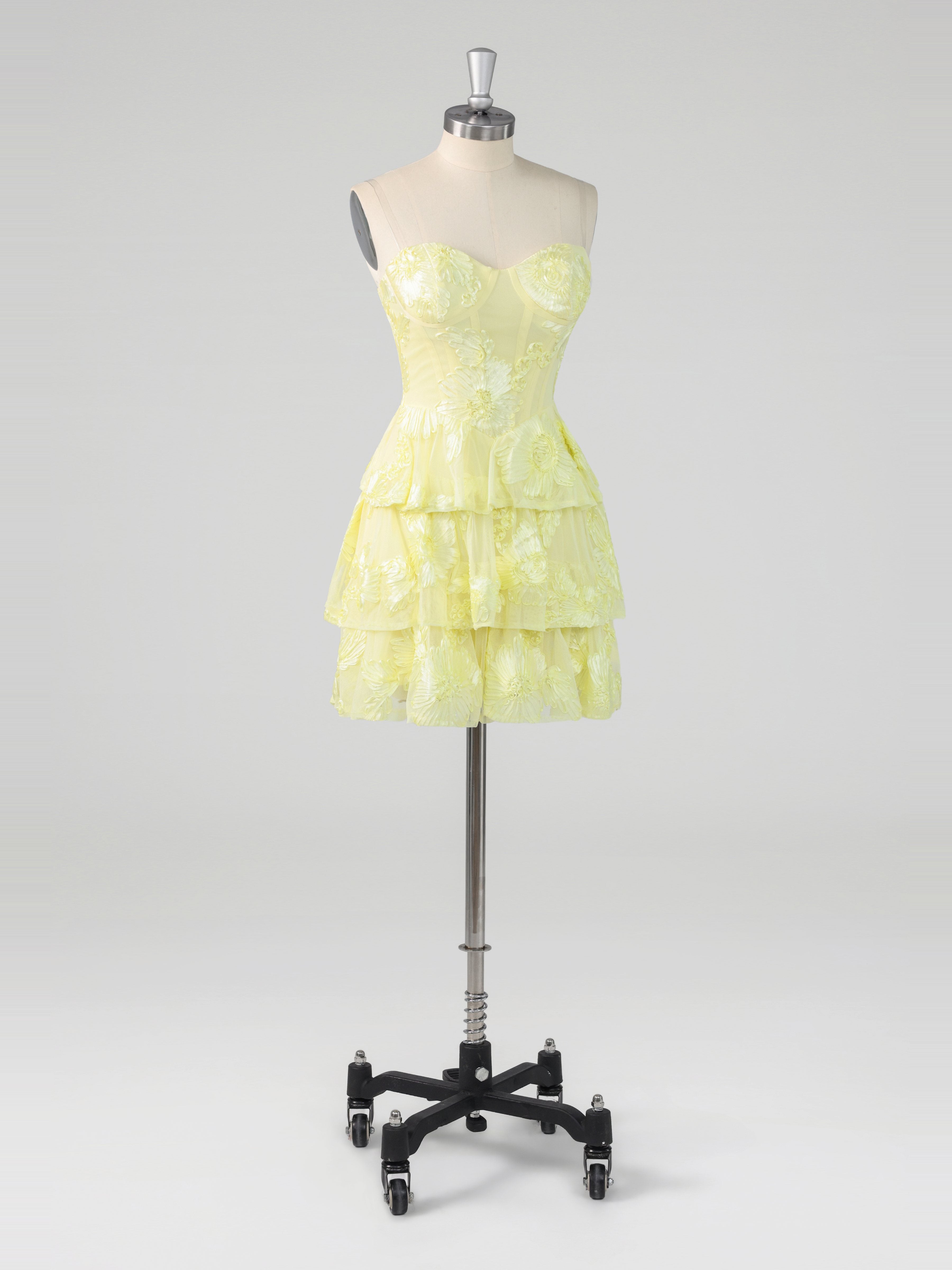 Playful Strapless Tiered Ruffles Mini Party Dresses