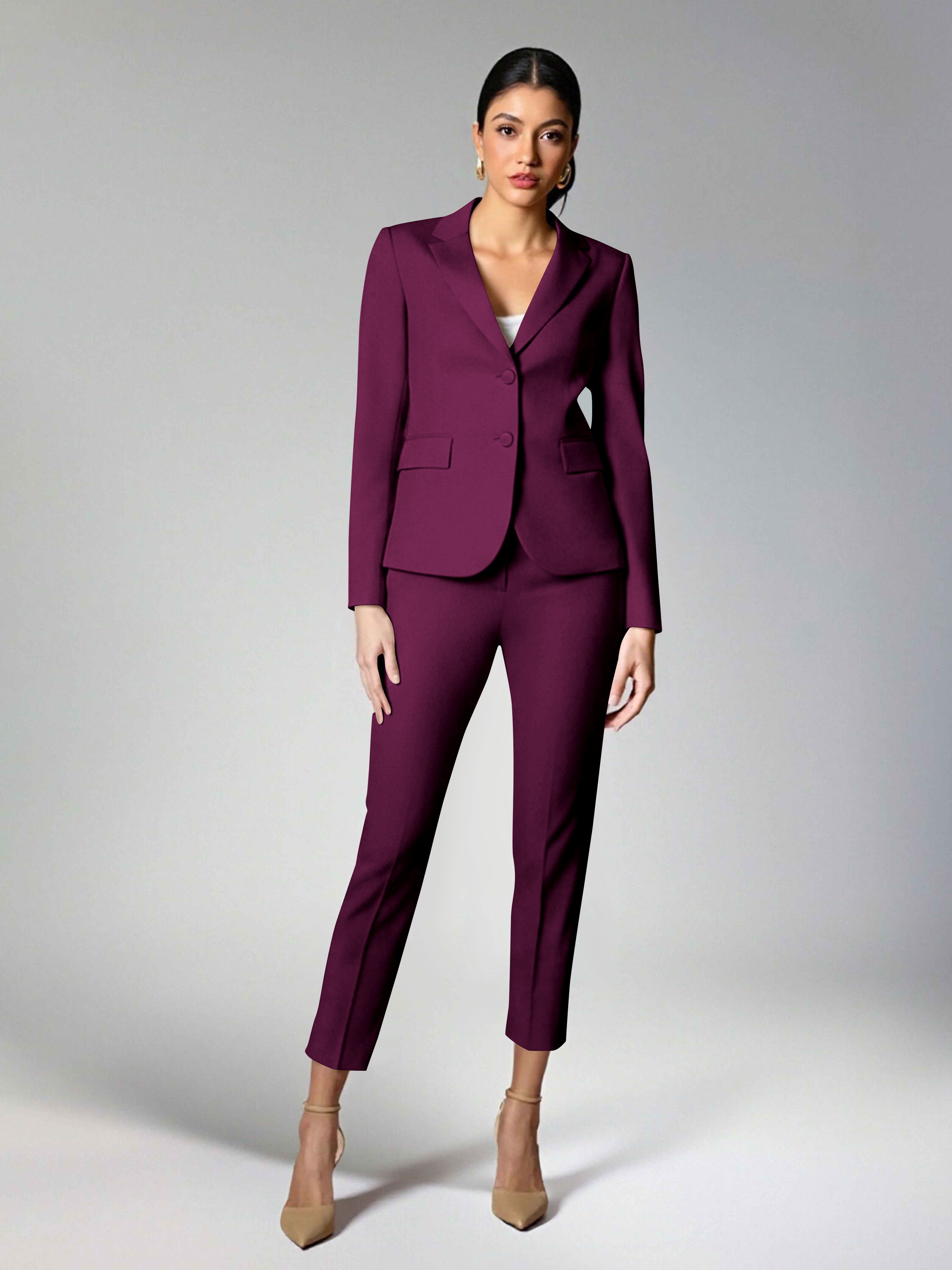 Subtle Women's 2 Pieces Notch Lapel Two Buttons Suit For Guest