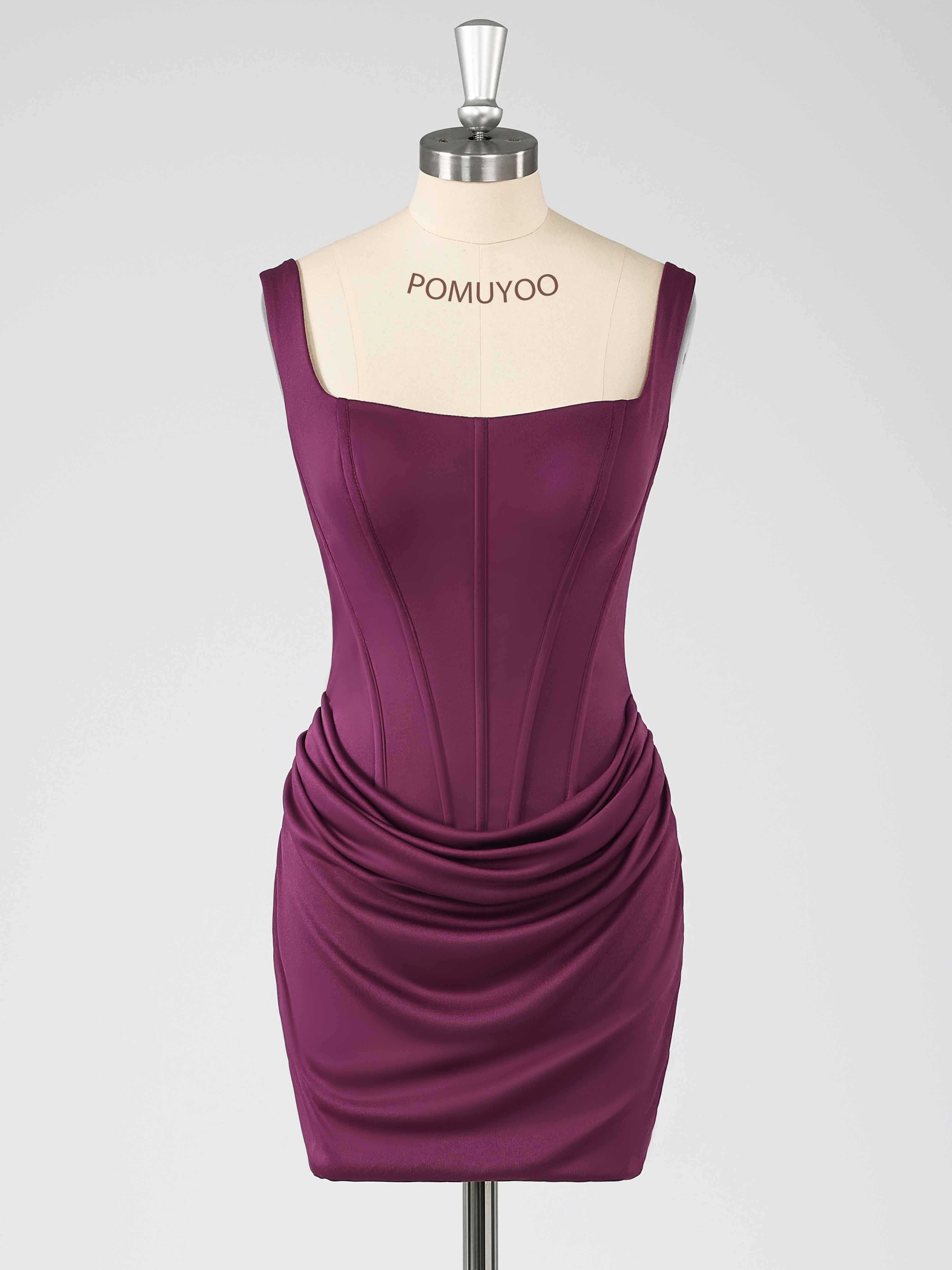 Qaelithara Sexy Square Sheath Mini Prom Dresses