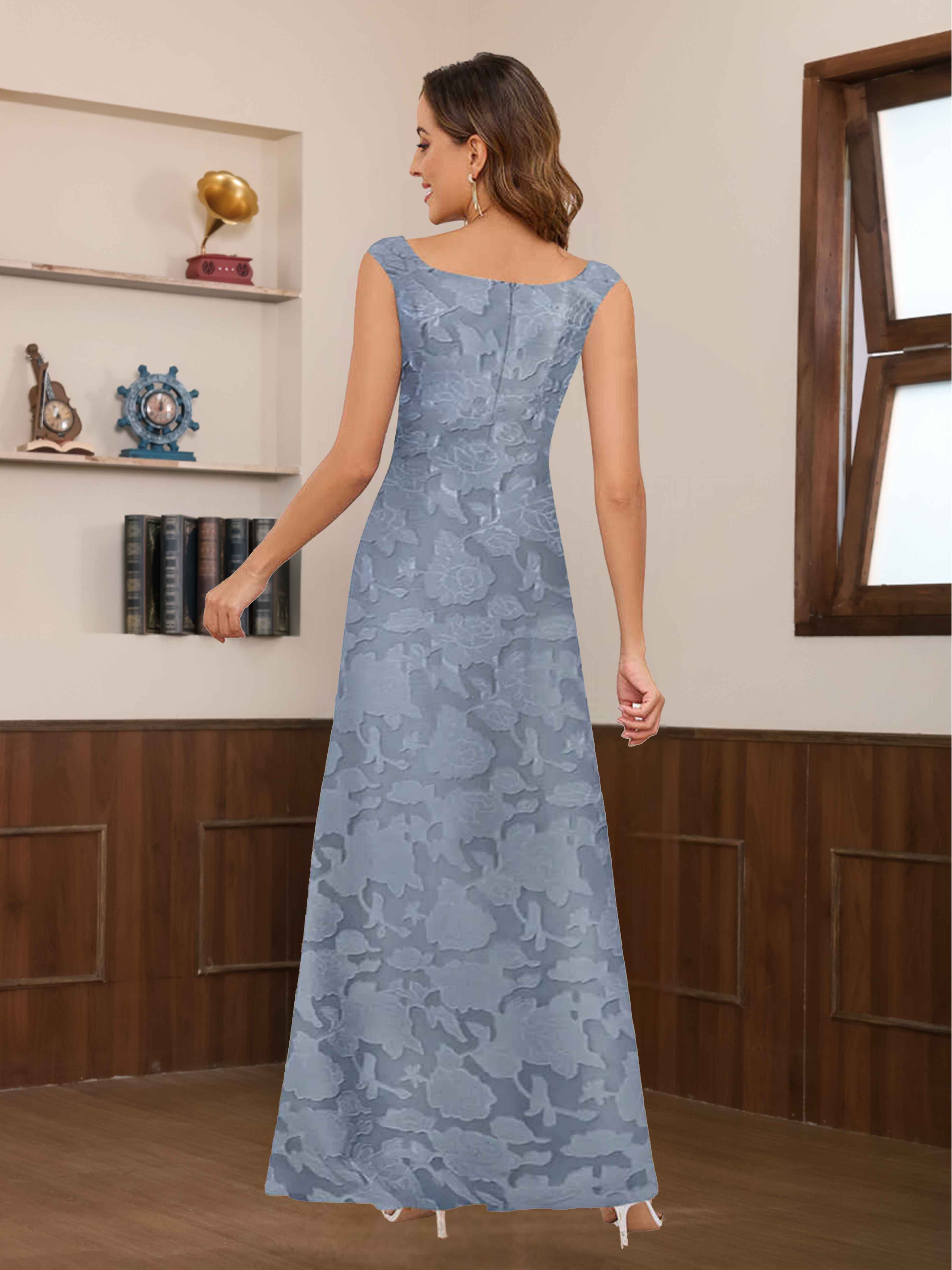 Quilla Modern A-Line Scoop Long Floral Lace Mother of the Bride Dresses