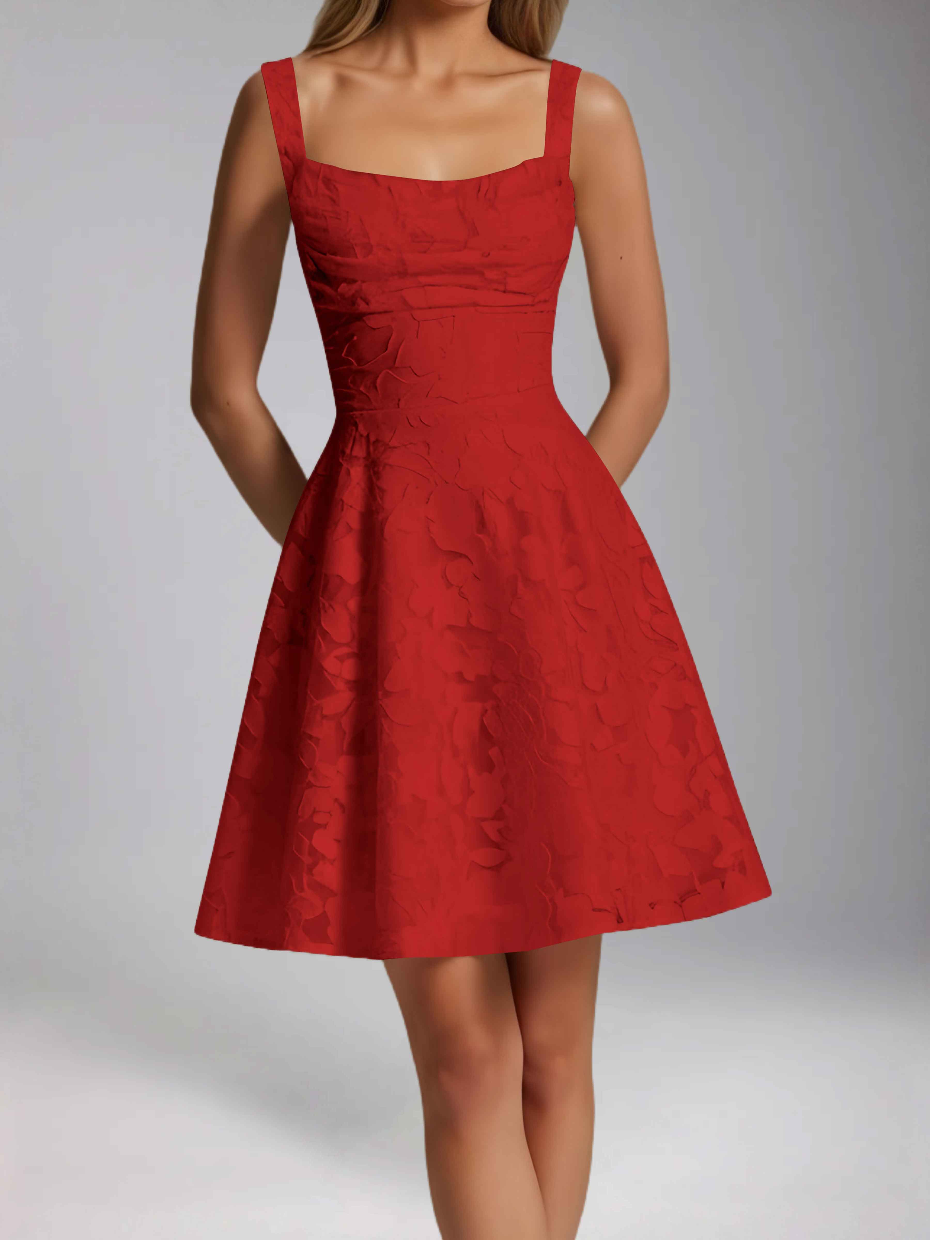 Oraelvanna Elegant Pleated A-Line Jacquard Short Party Dresses