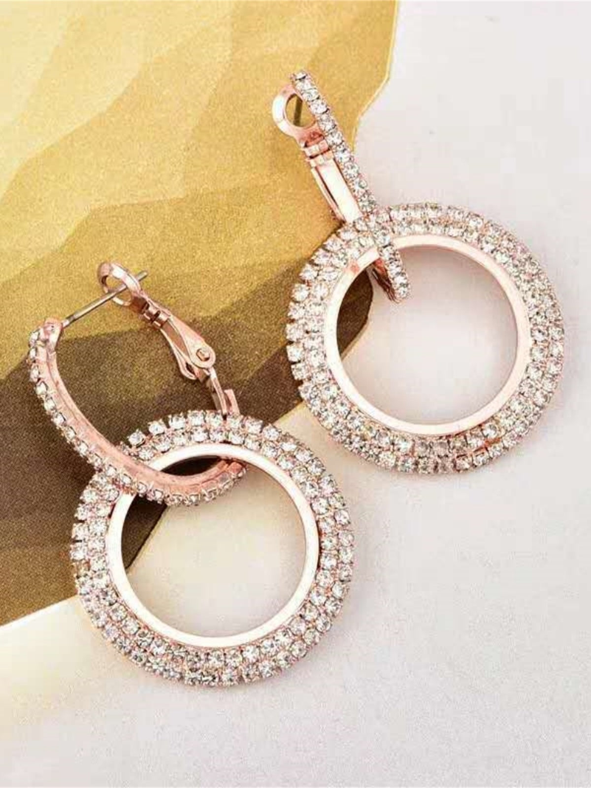 Rhinestone Circle Drop Earrings for Evening Looks