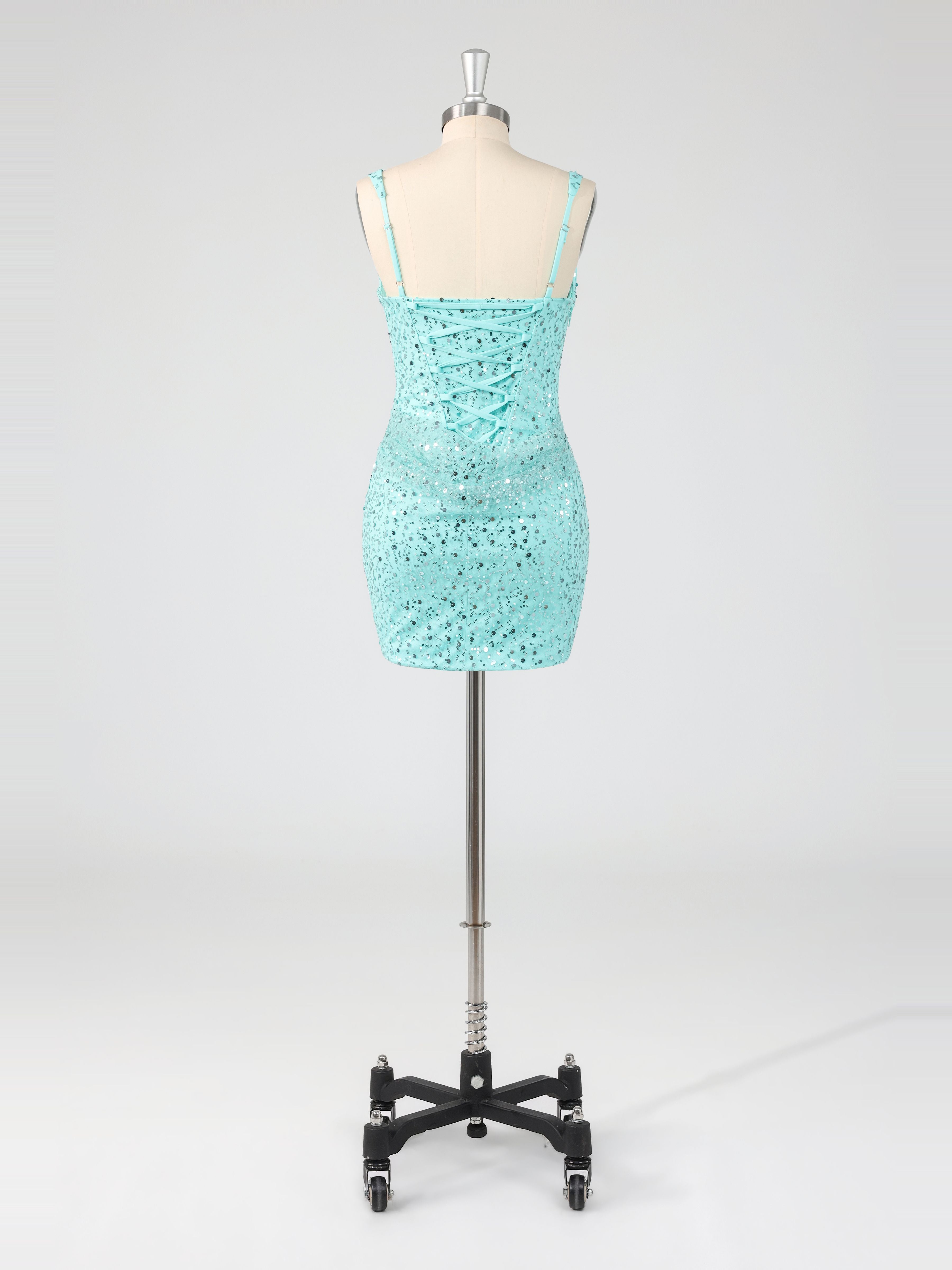 Romantic Spaghetti Straps Lace Mini Cocktail Dresses