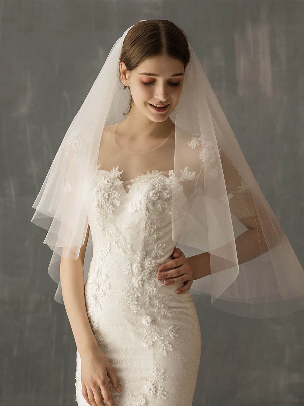 Romantic Simple Two Tier Bridal Veil