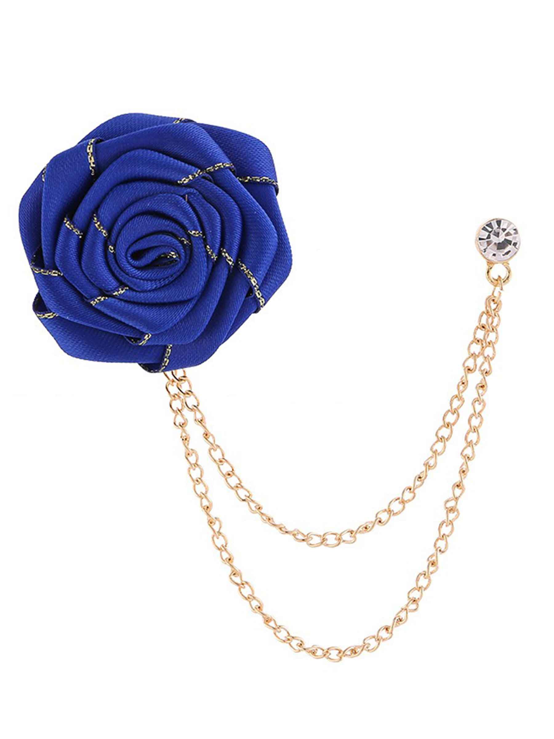 Pomuyoo Trendy Rose Flower Lapel Pins for Men's Suit