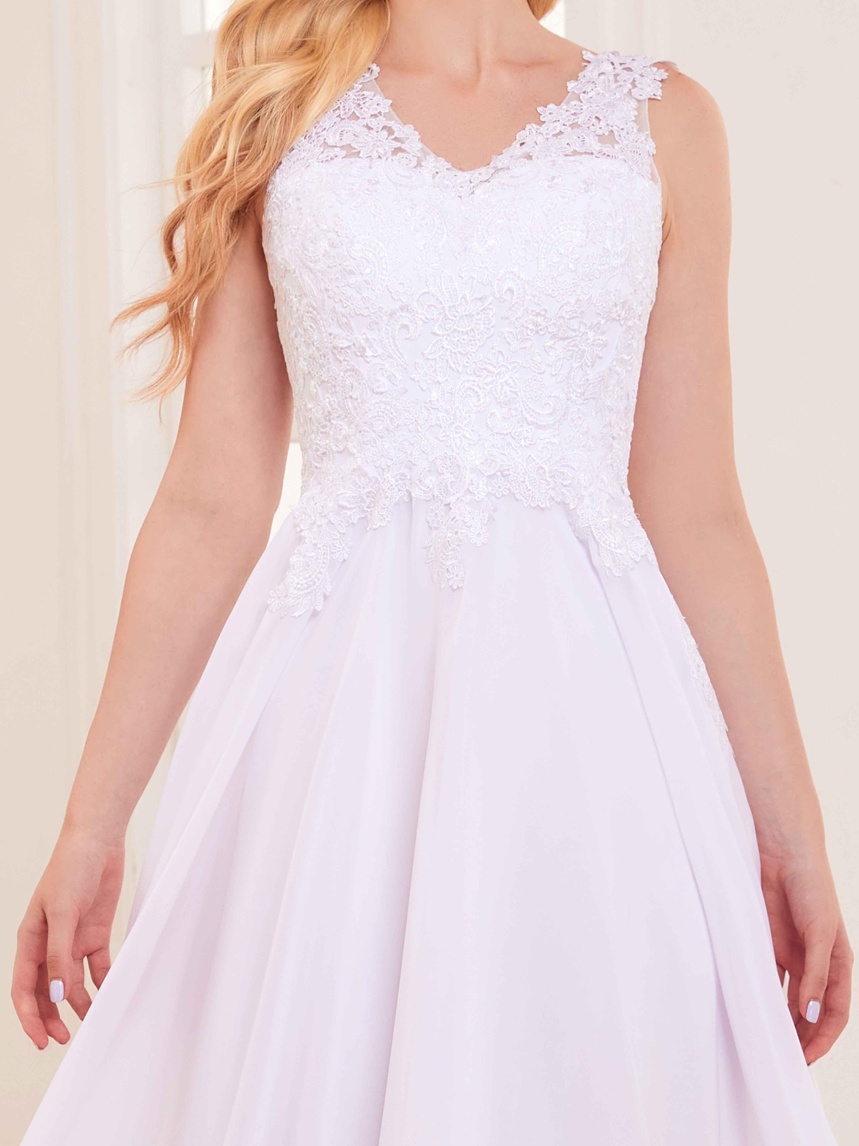 Rylee Dreamlike V Neck Lace Chiffon Wedding Dress
