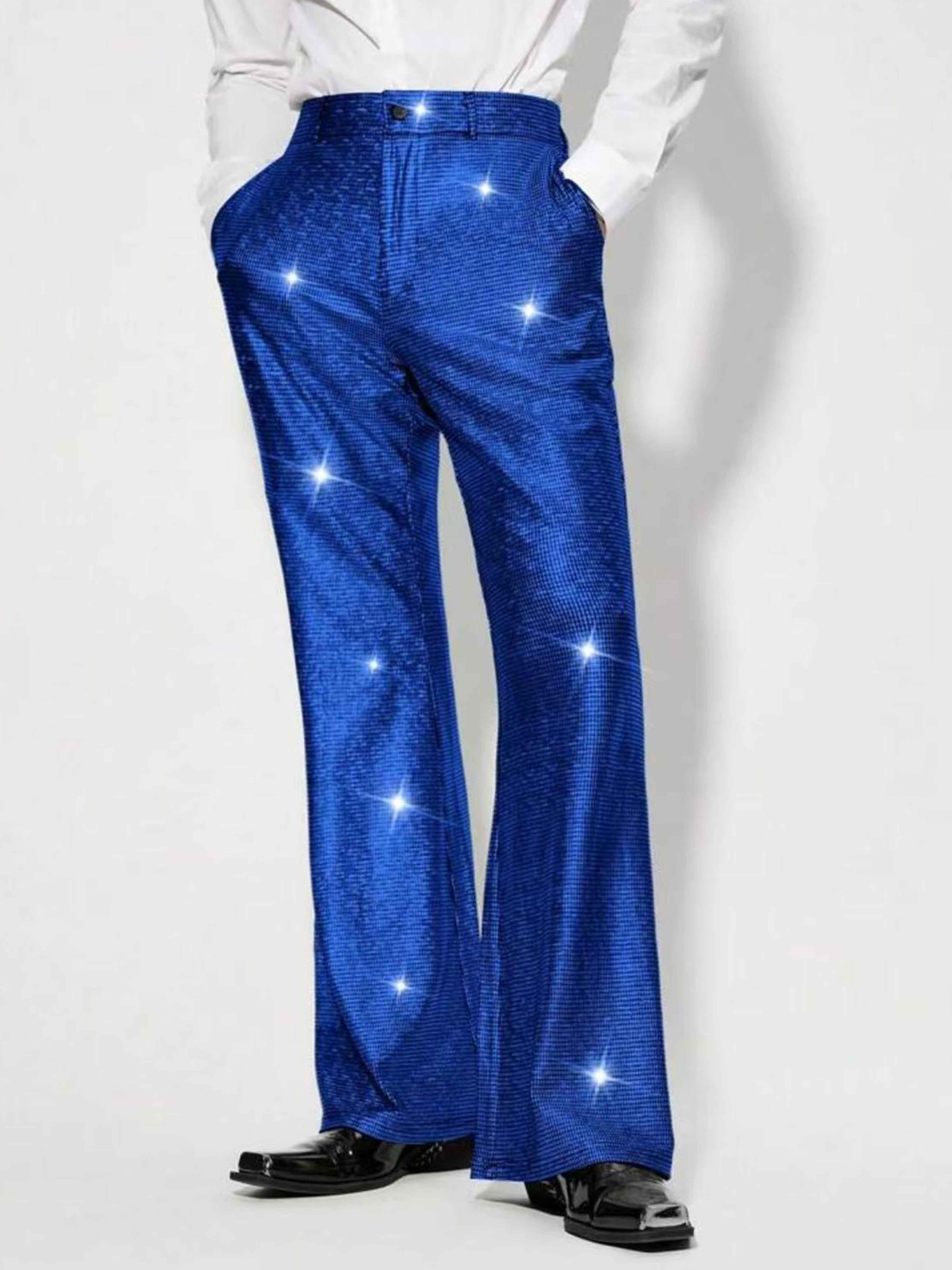 Shiny Sequined Mid-rise Straight Leg Standard Fit Formal Trousers