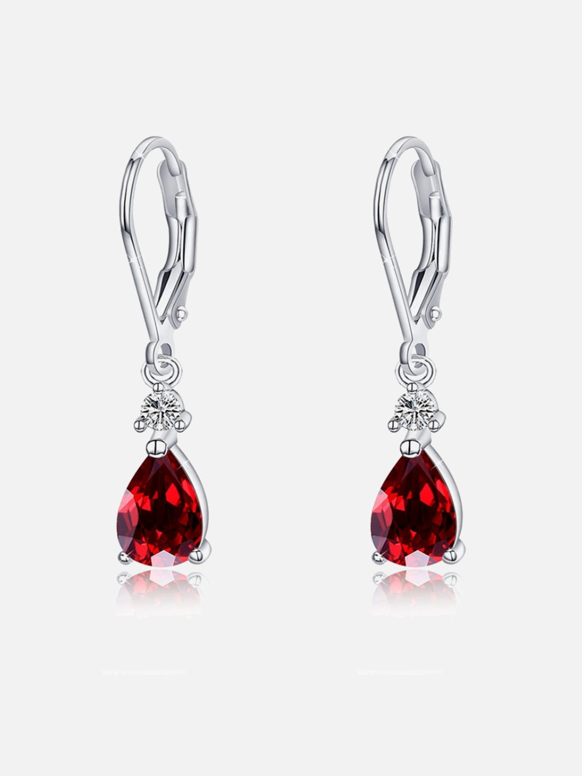 Silver Leverback Crystal Teardrop Earrings