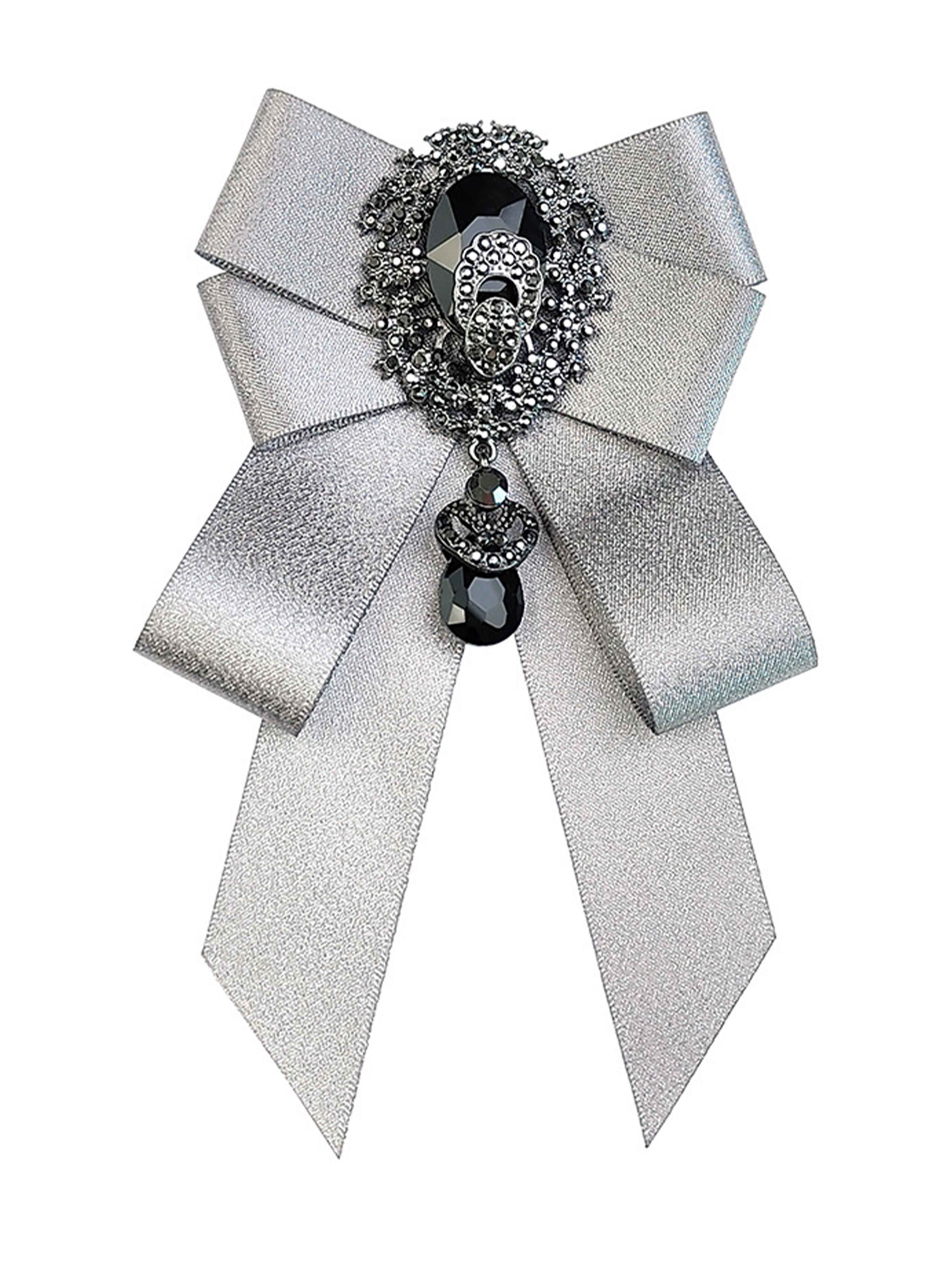Men's Rhinestone Ribbon Bow Tie Brooch for Suits & Formal Wear