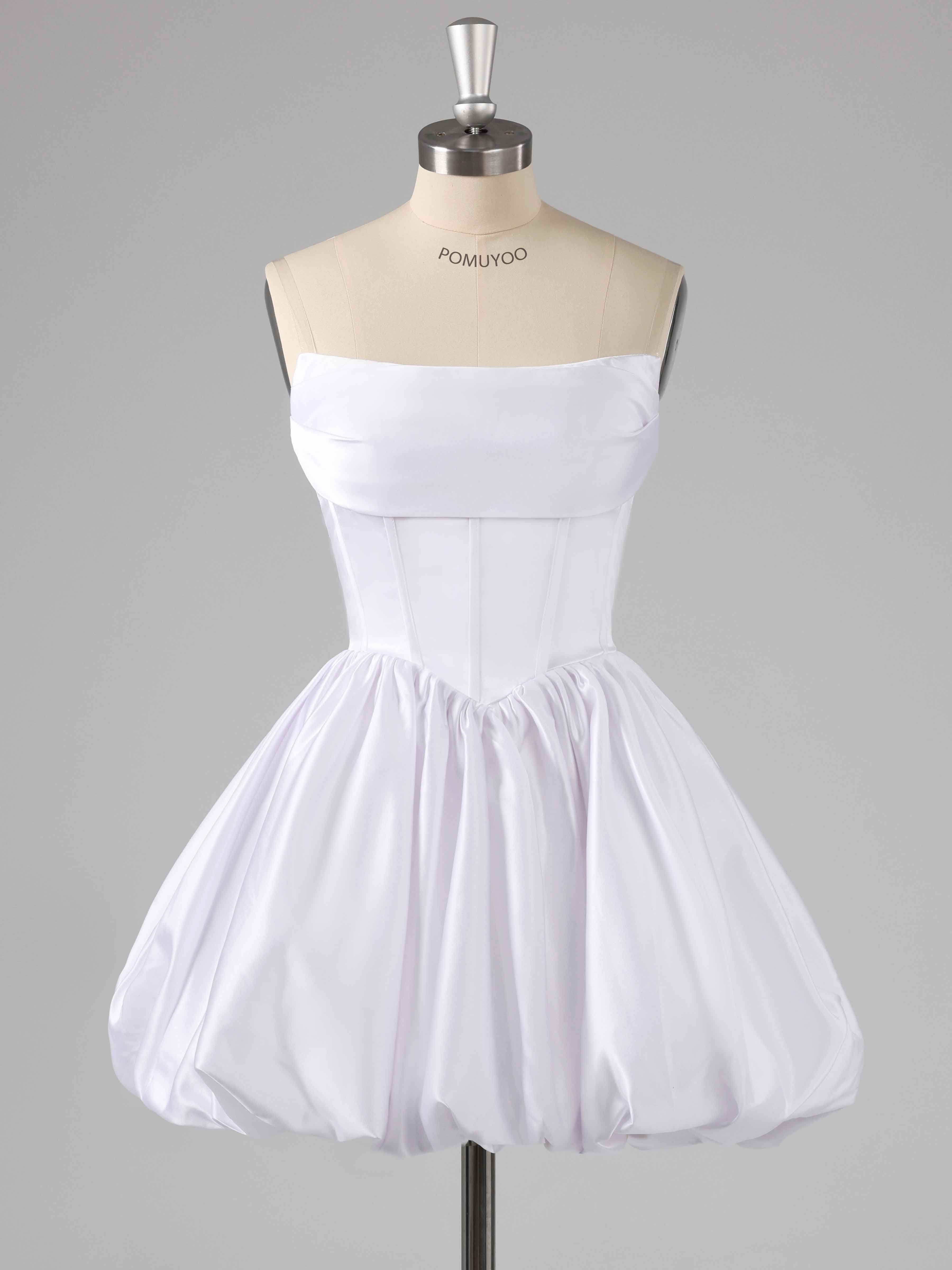 Simple A-Line Strapless Satin Mini Party Dresses
