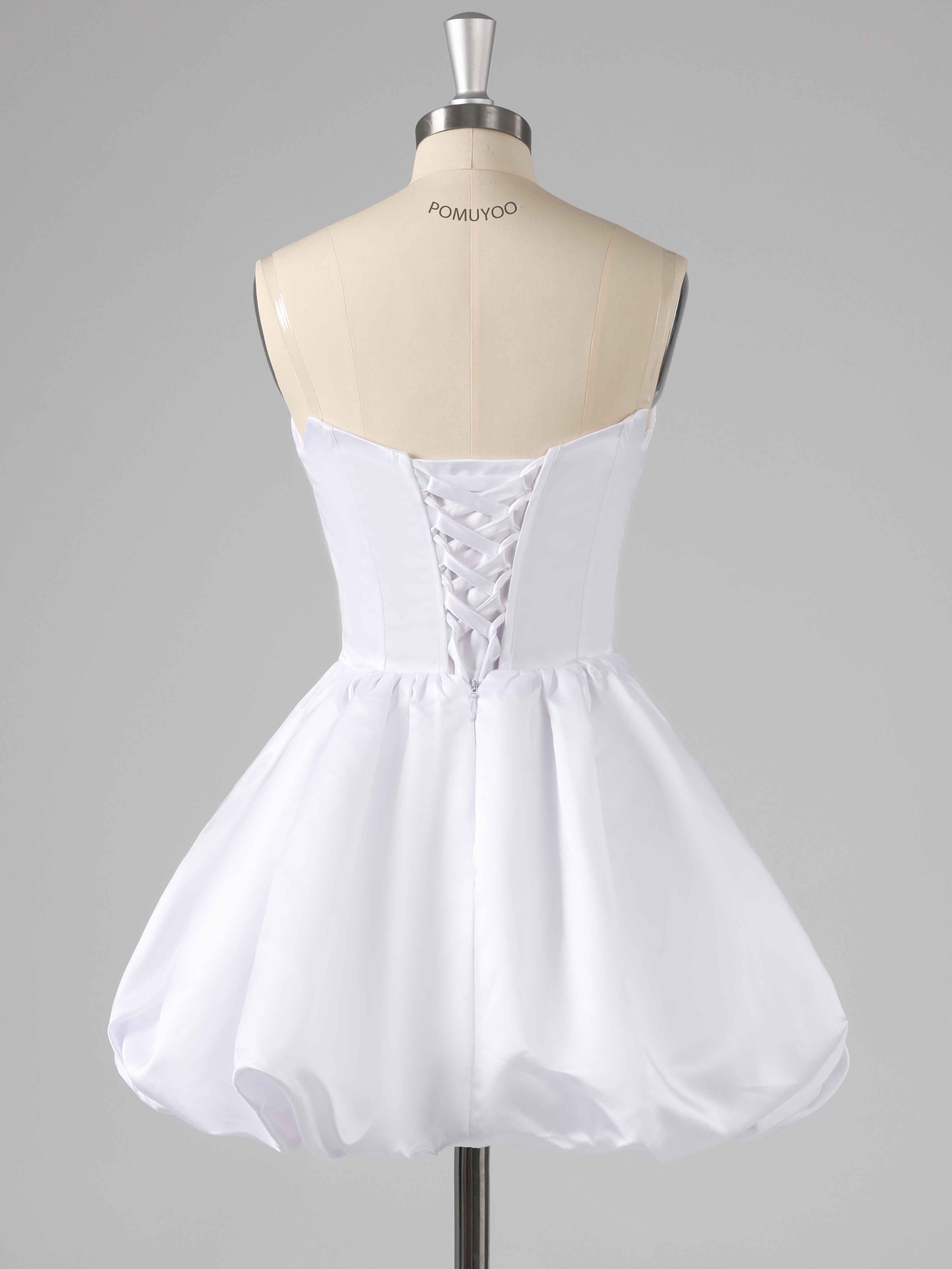 Simple A-Line Strapless Satin Mini Party Dresses